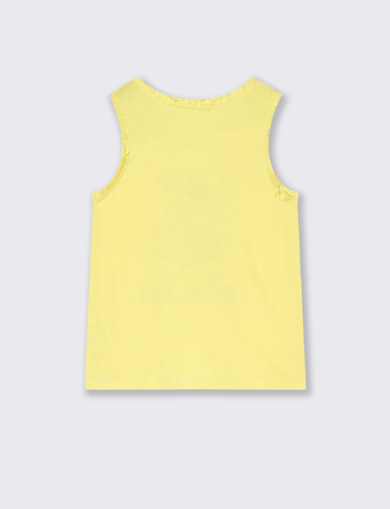 Canotta in cotone piccole rouches da bambina - Giallo limone - Image 2