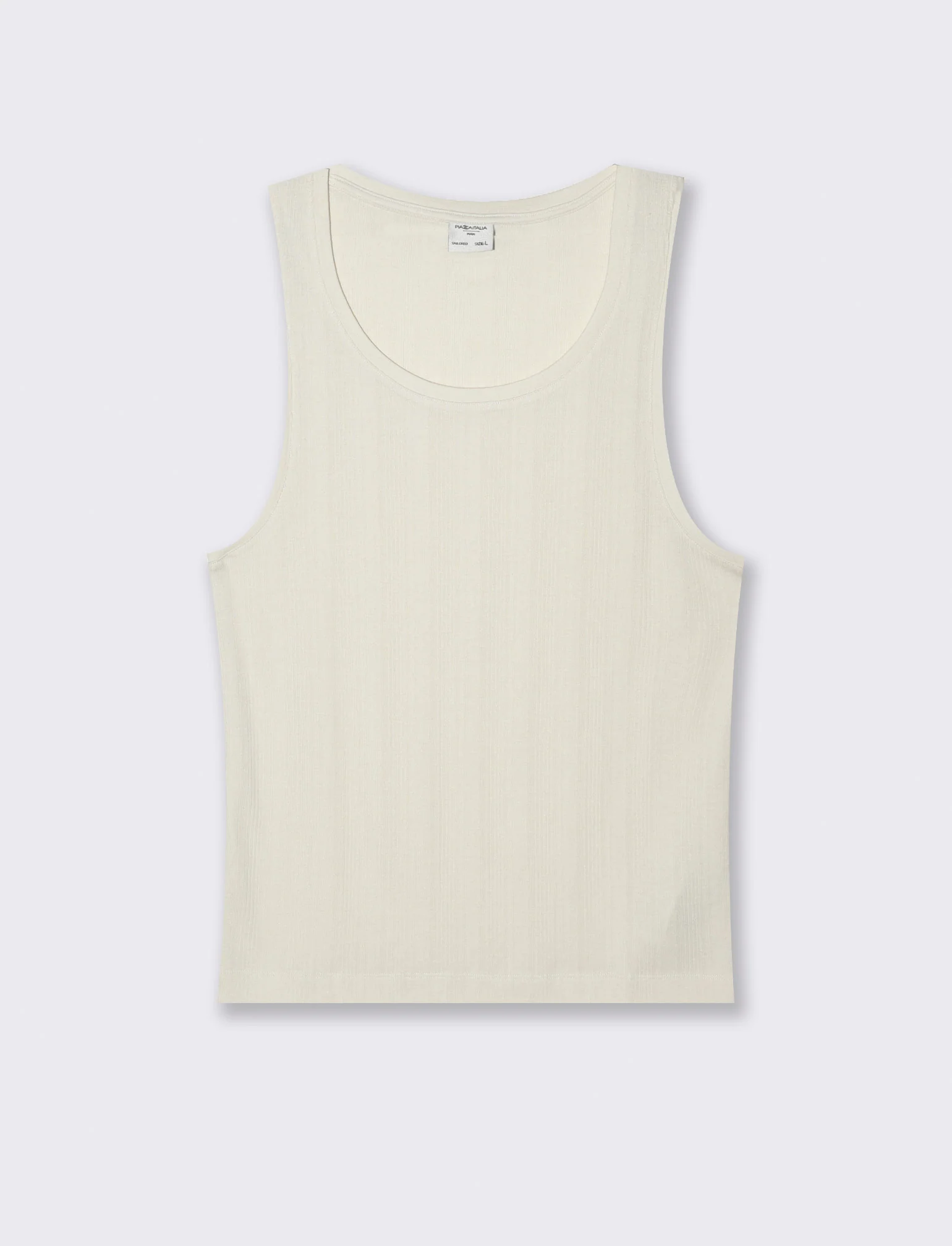 Canotta in tessuto a coste effetto maglia da uomo - Beige ecru - Image 4