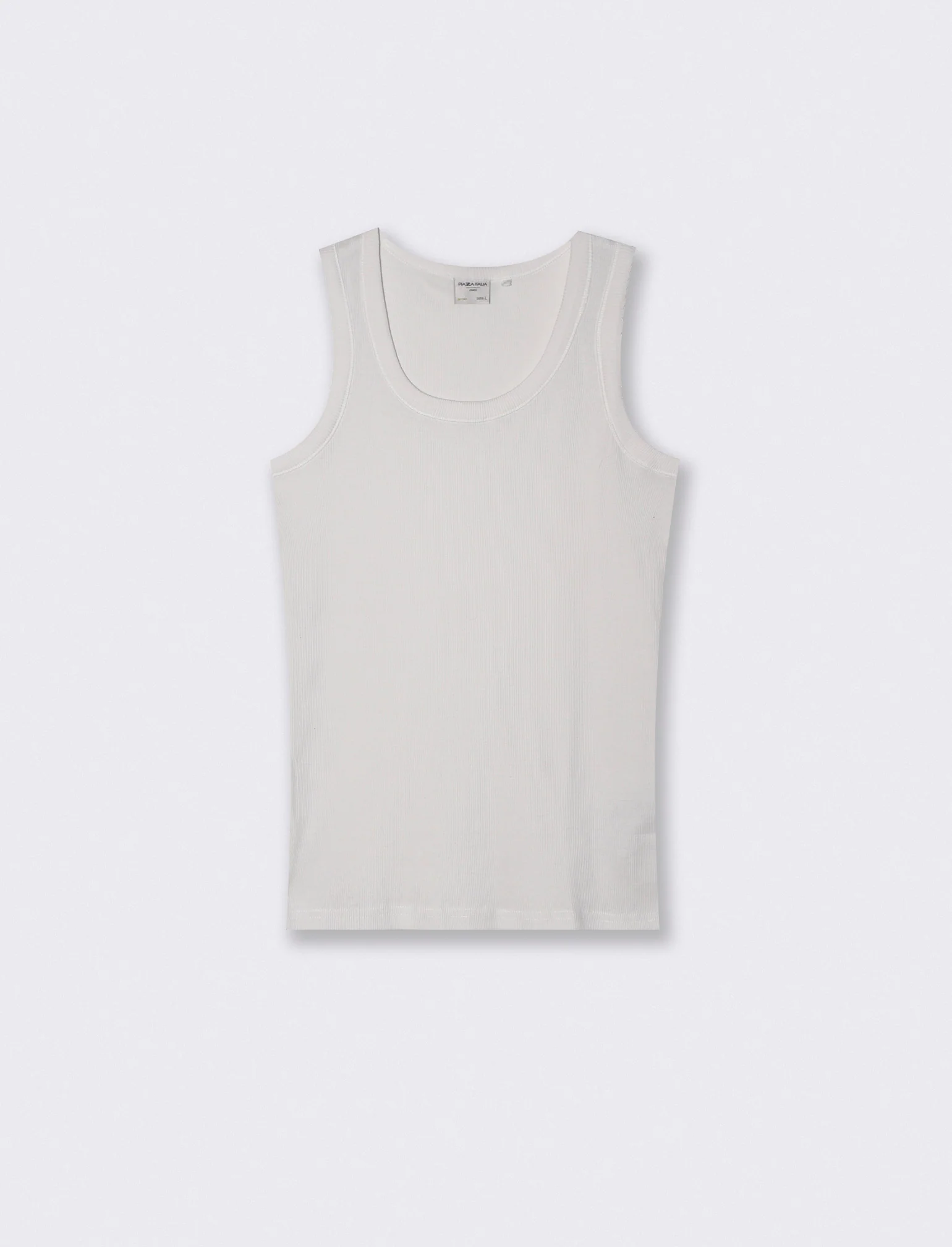 Canotta slim fit in cotone a coste - Bianco