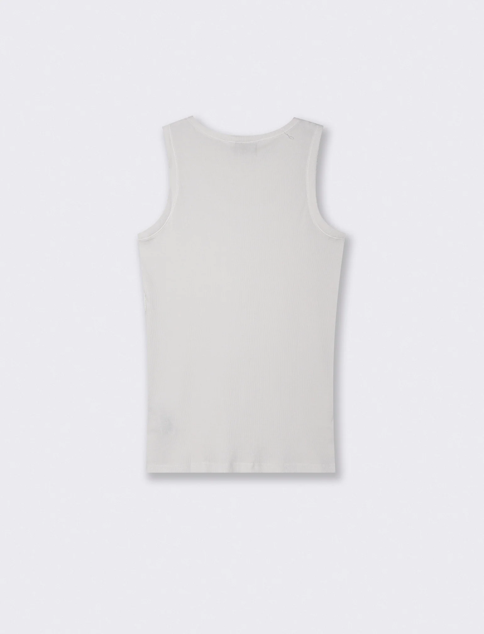 Canotta slim fit in cotone a coste - Bianco - Image 2