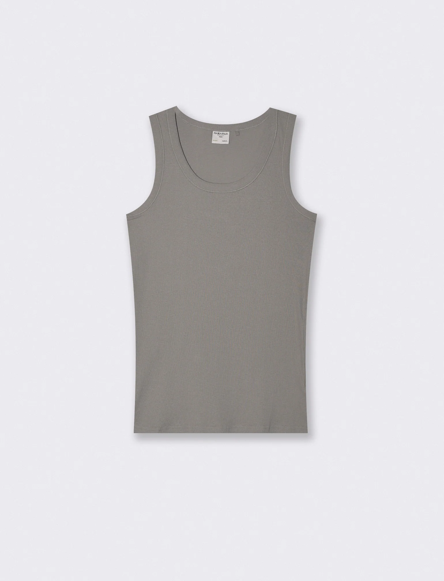 Canotta slim fit in cotone a coste - Grigio