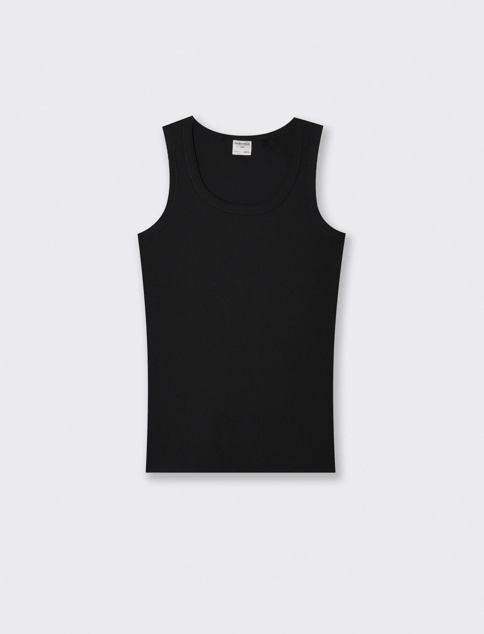 Canotta slim fit in cotone a coste - Nero