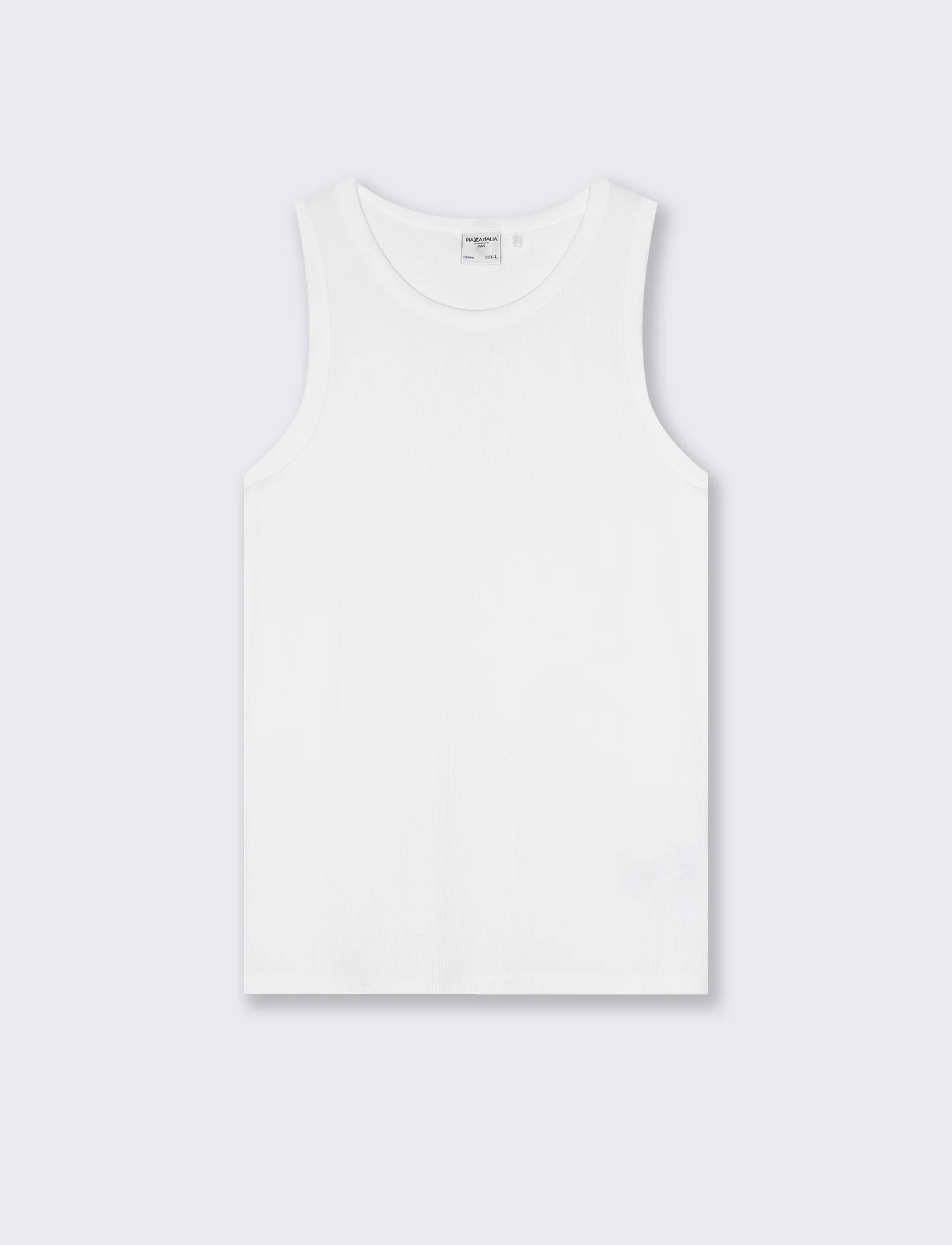 Canotta Slim Fit in Tessuto Waffle - Bianco