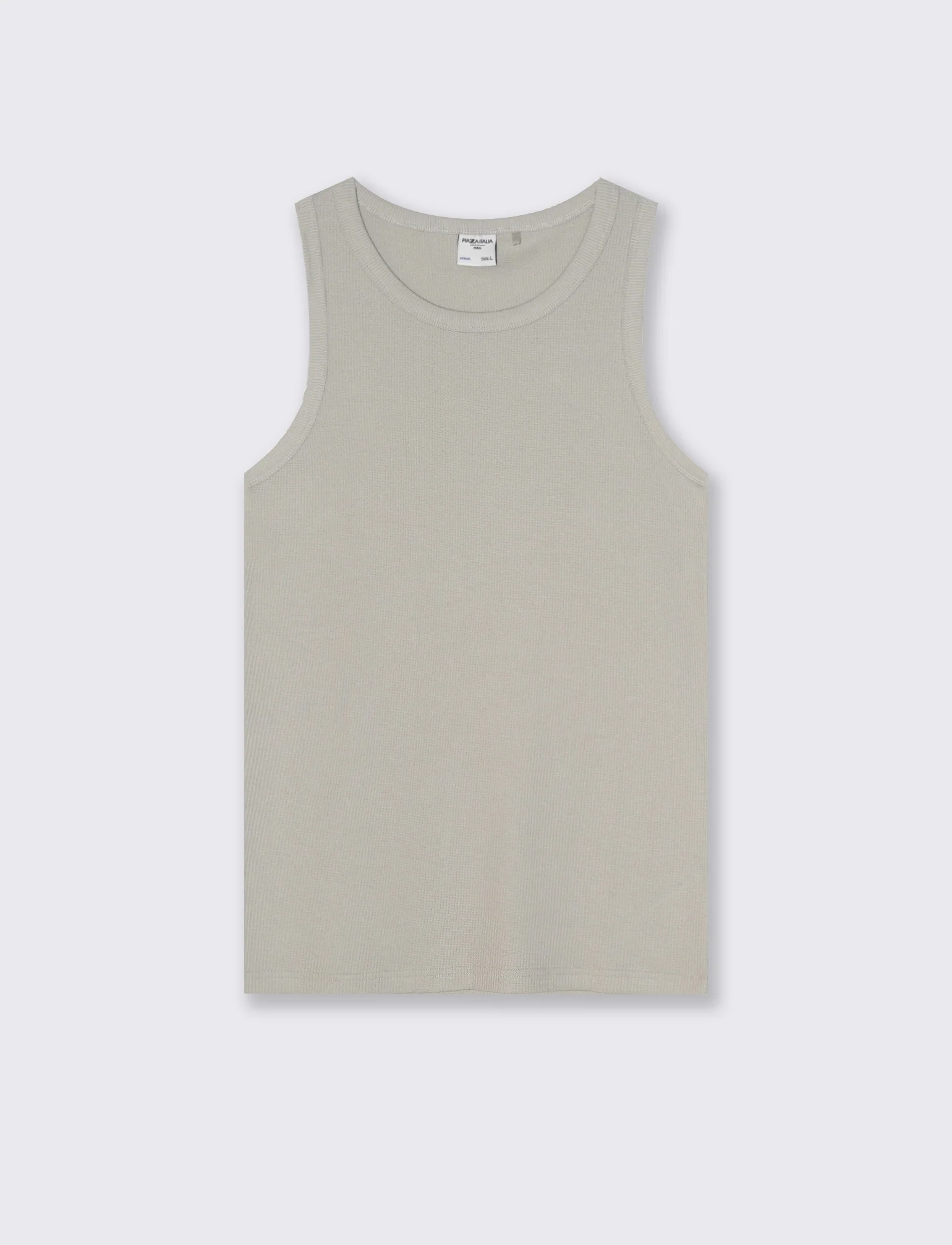 Canotta Slim Fit in Tessuto Waffle - Grigio stone