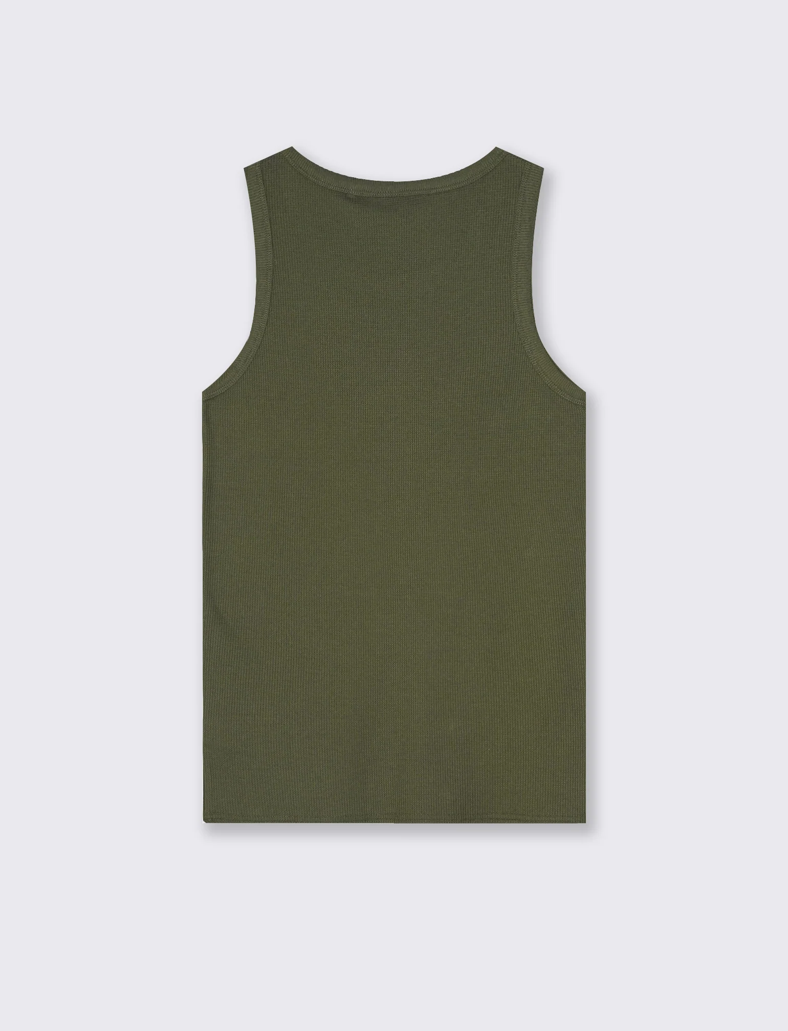 Canotta Slim Fit in Tessuto Waffle - Verde oliva - Image 2