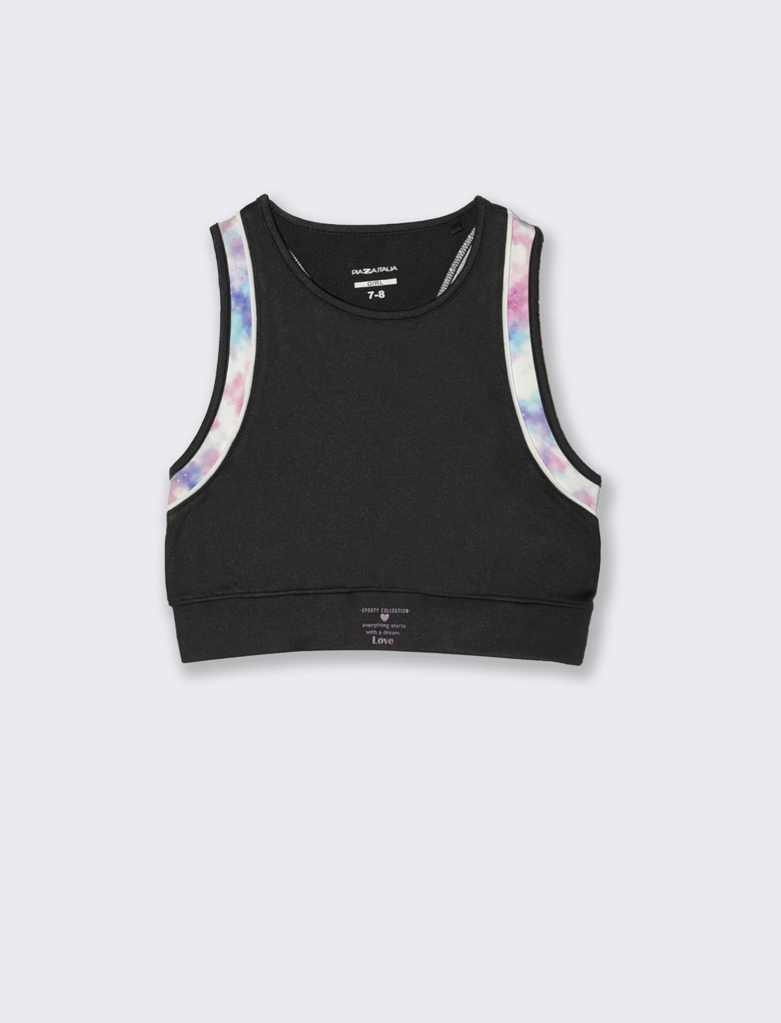 Canotta sporty cropped con dettagli stampati - Nero