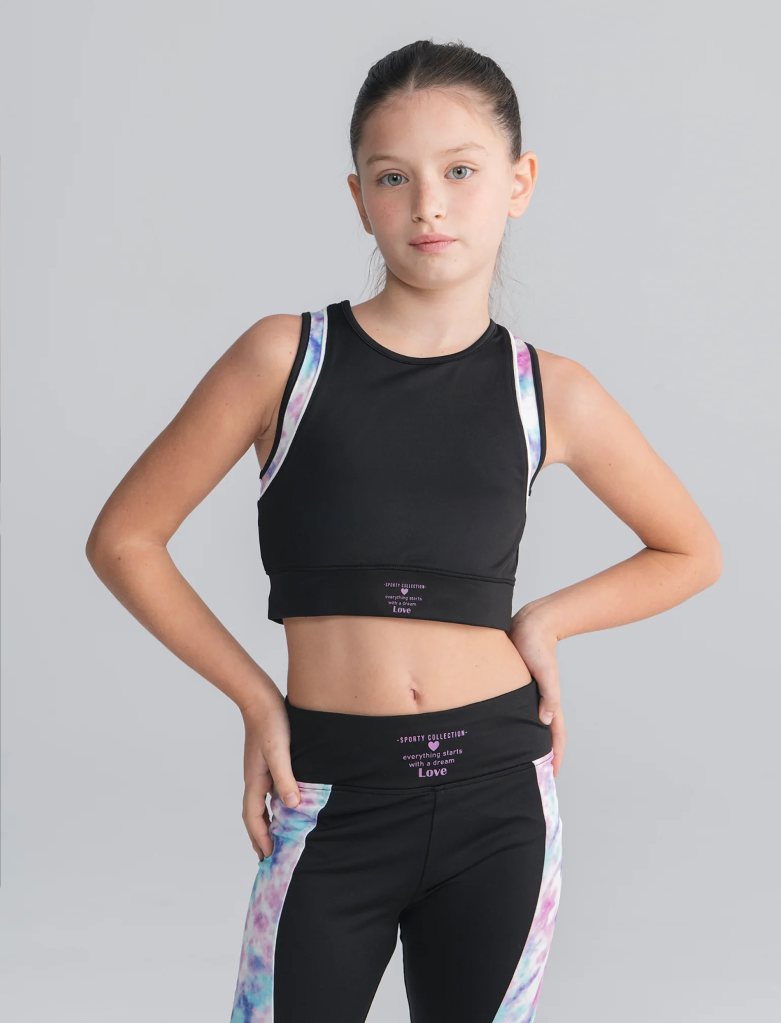 Canotta sporty cropped con dettagli stampati - Nero - Image 3