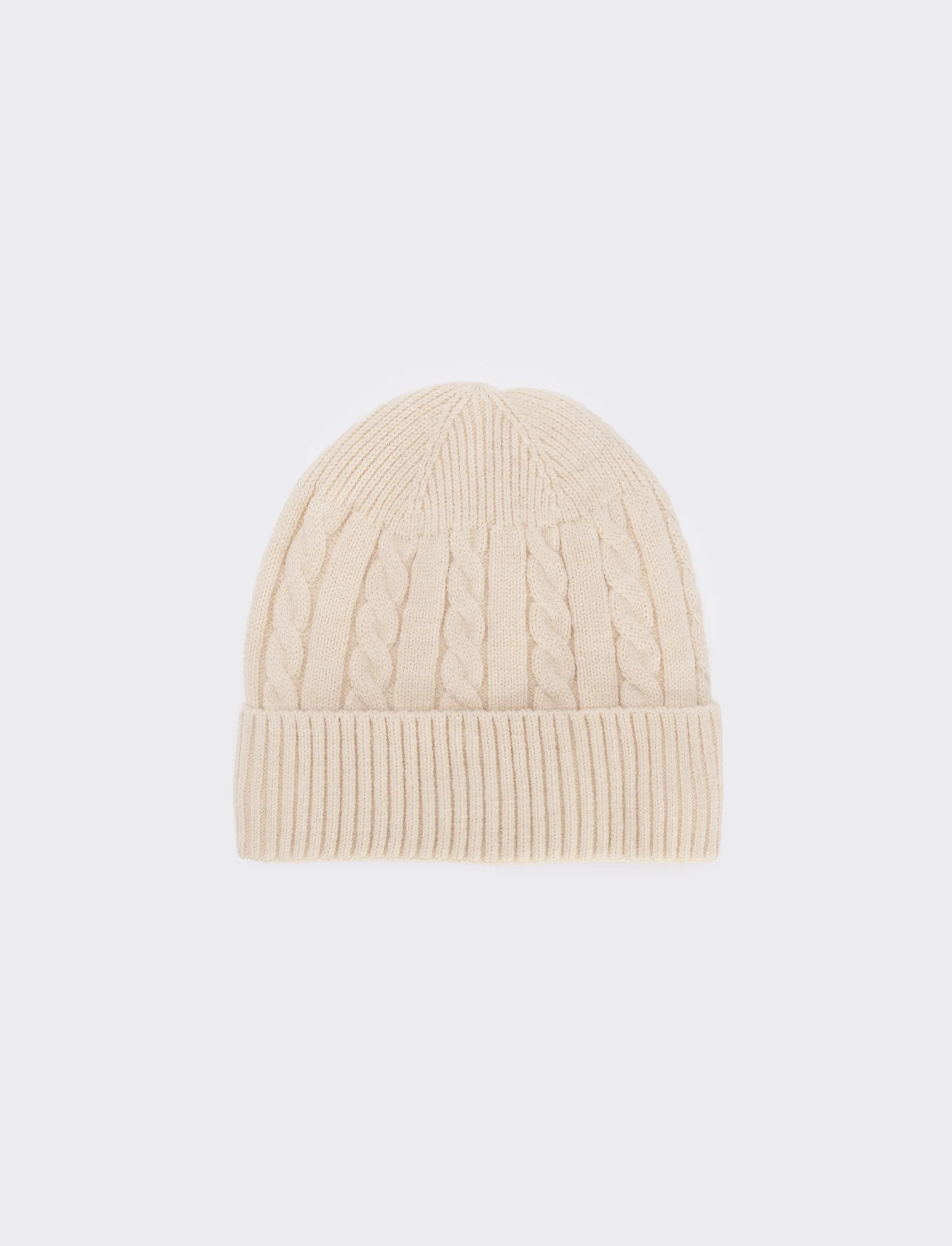 Cappello a coste con risvolto - Bianco sporco