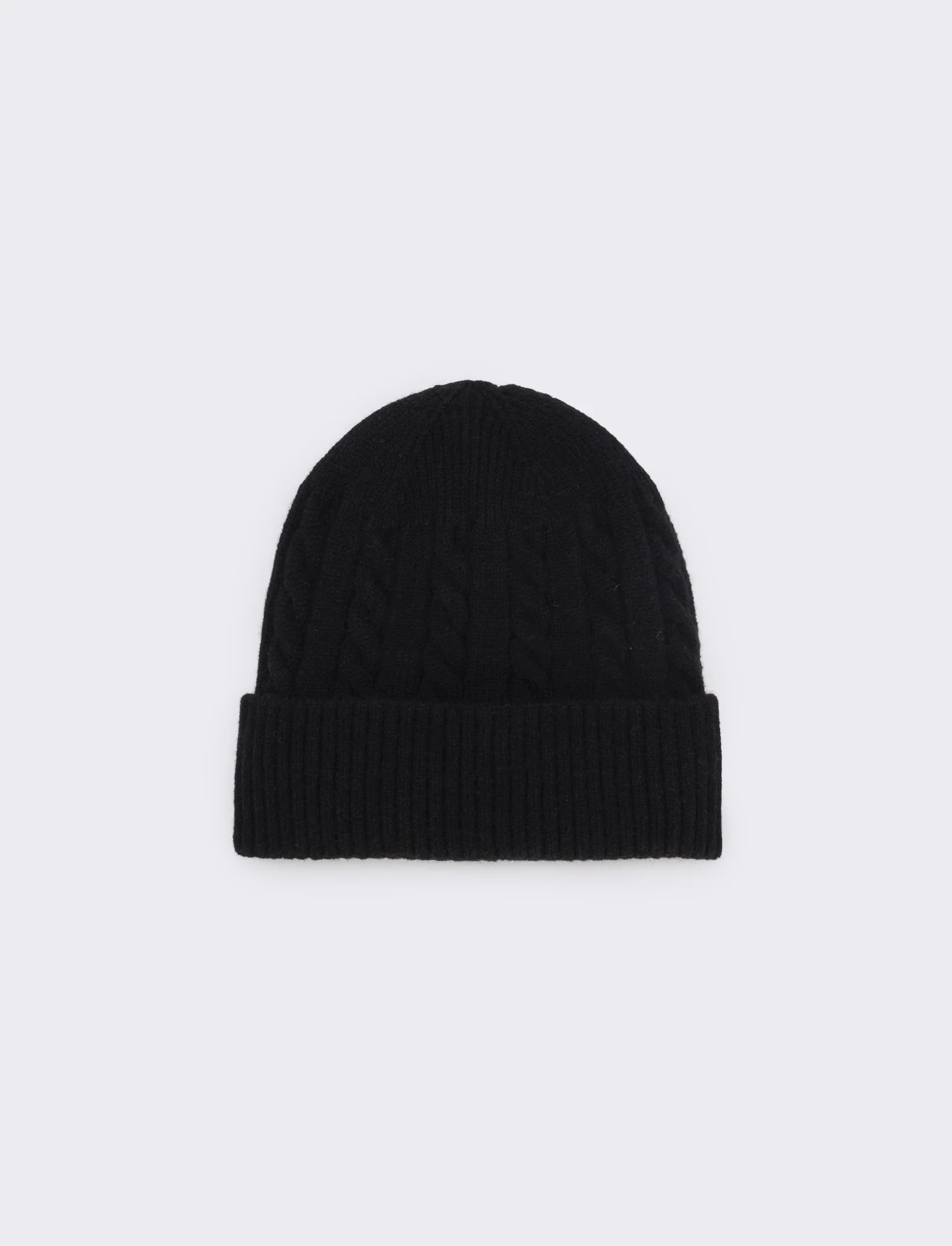 Cappello a coste con risvolto - Nero