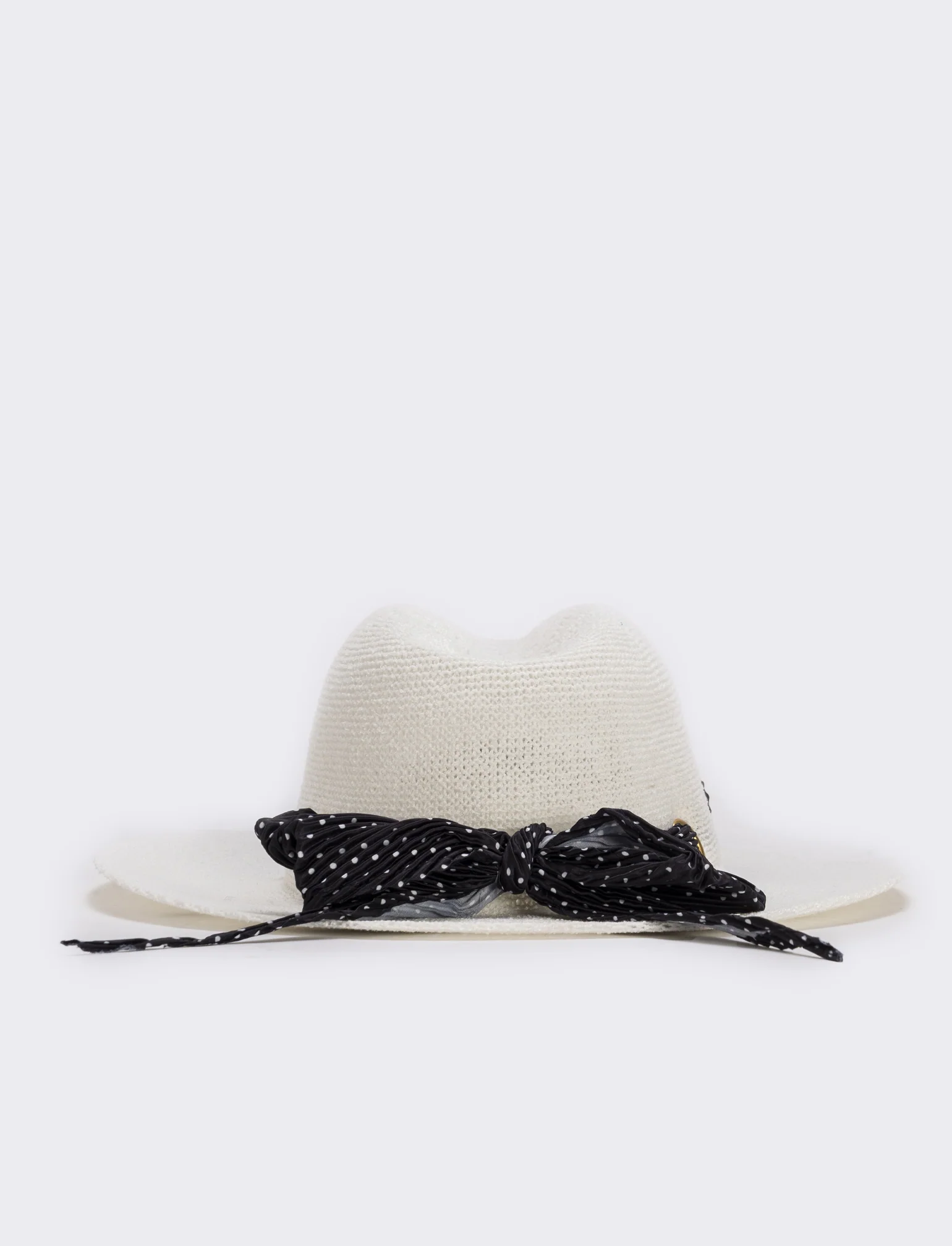 Cappello a falda larga con foulard elegante - Bianco - Image 3