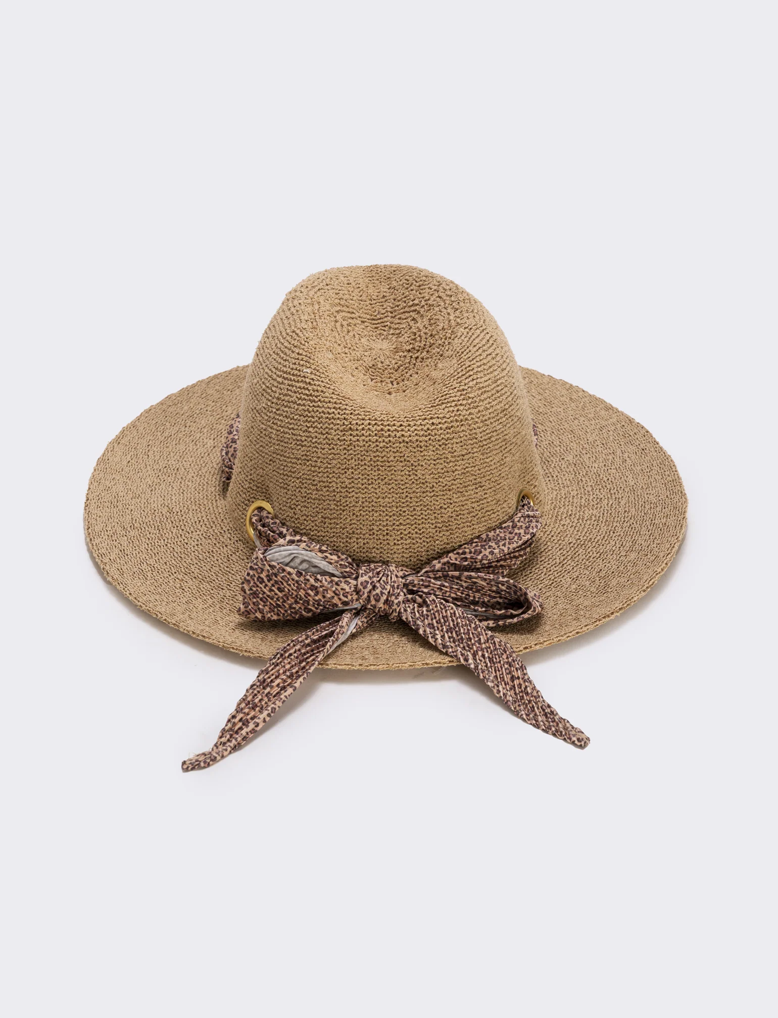 Cappello a falda larga con foulard elegante - Bianco natural - Image 3