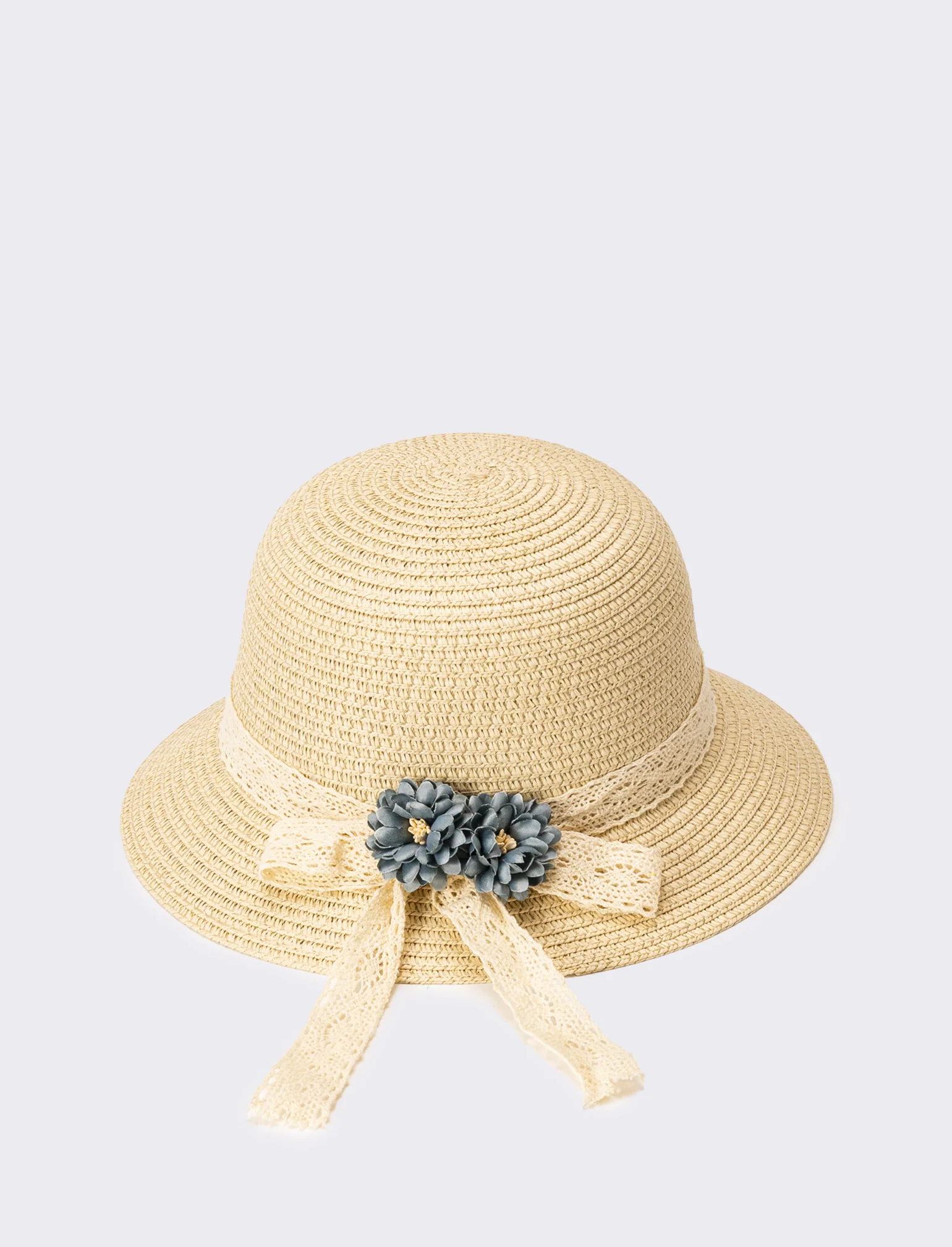 Cappello bambina con fiori - Blu