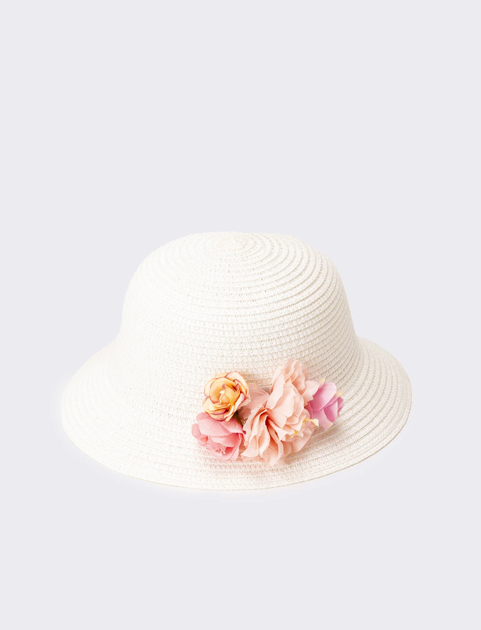 Cappello bambina modello tulipano con fiori multicolor - Bianco - Image 2
