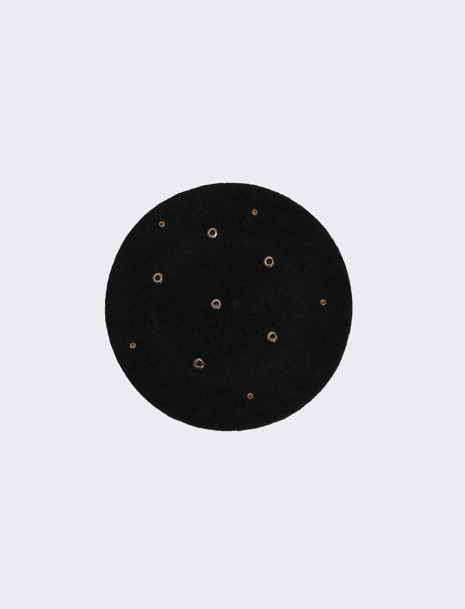 Cappello basco donna con rivetti - Nero