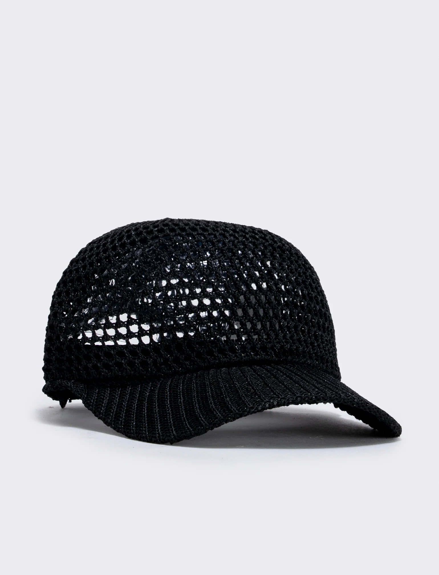 Cappello baseball effetto uncinetto - Nero