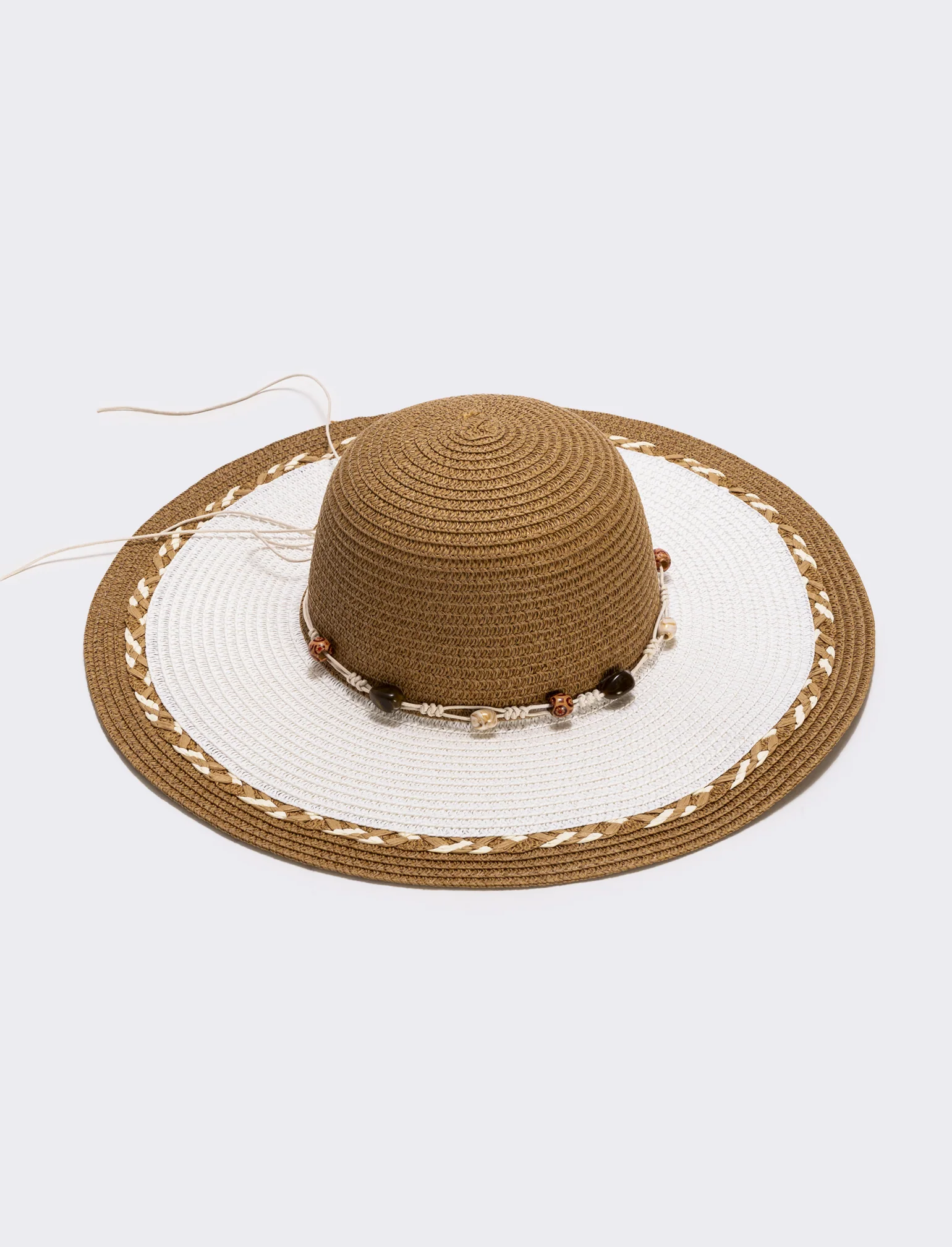 Cappello bicolor in paglia con impunture - Bianco - Image 2