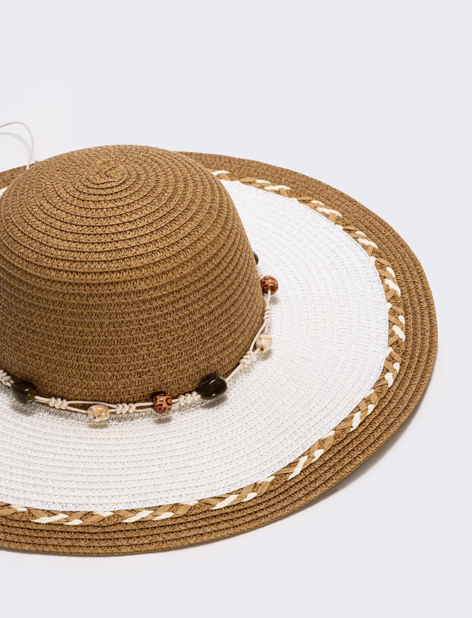 Cappello bicolor in paglia con impunture - Bianco - Image 3