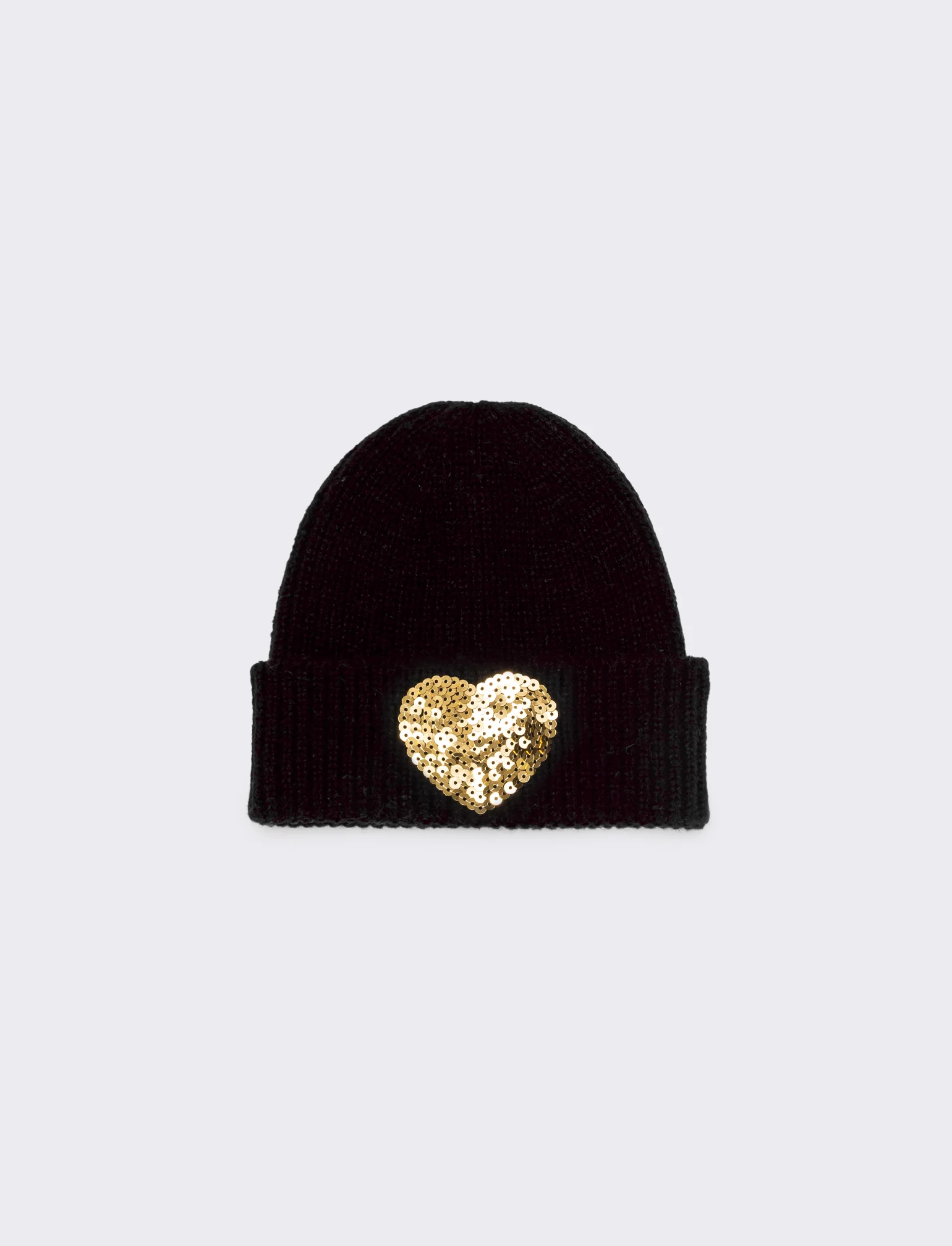 Cappello con cuore paillettes - Nero
