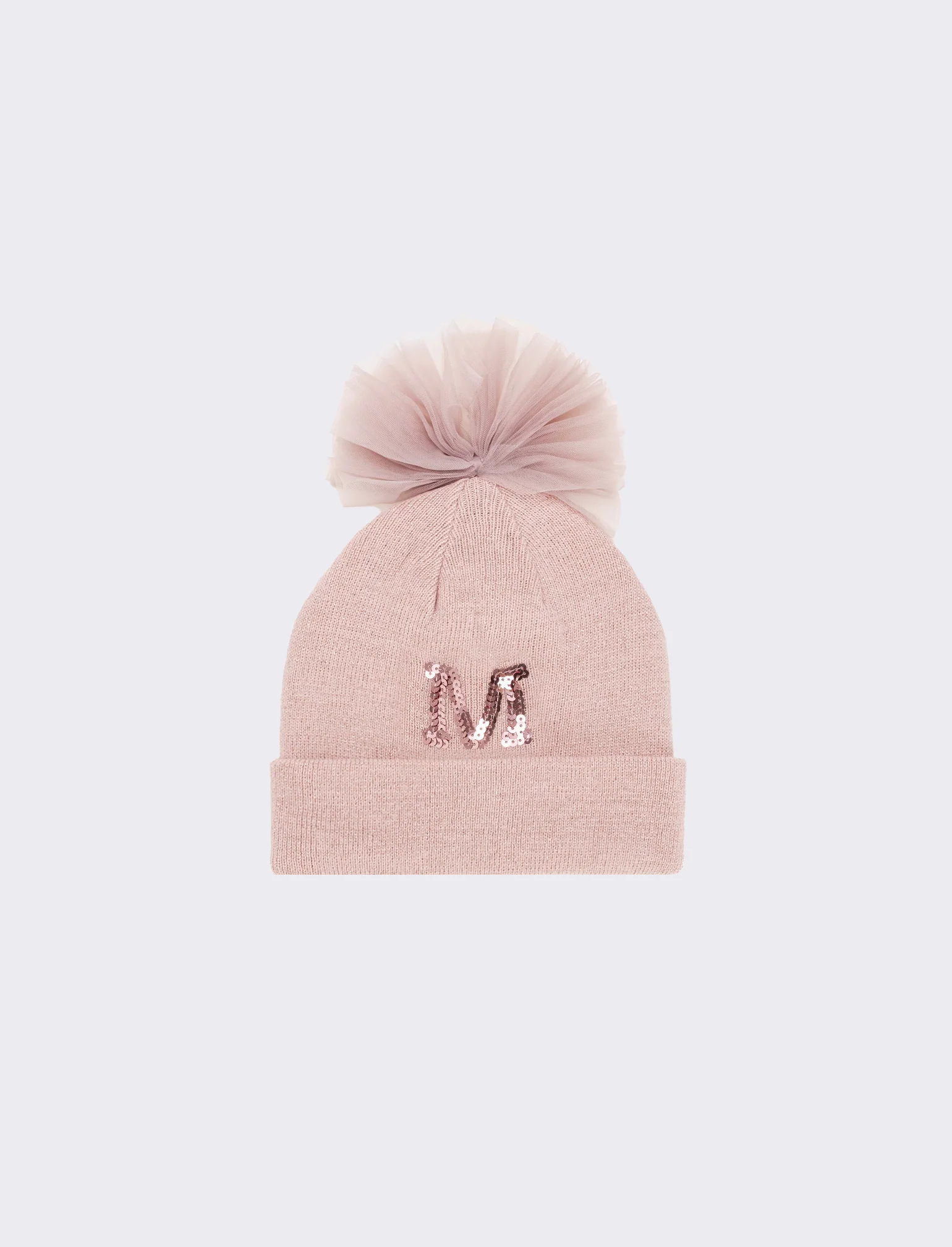 Cappello con fiocco in tulle e lettera paillettes - Var 4