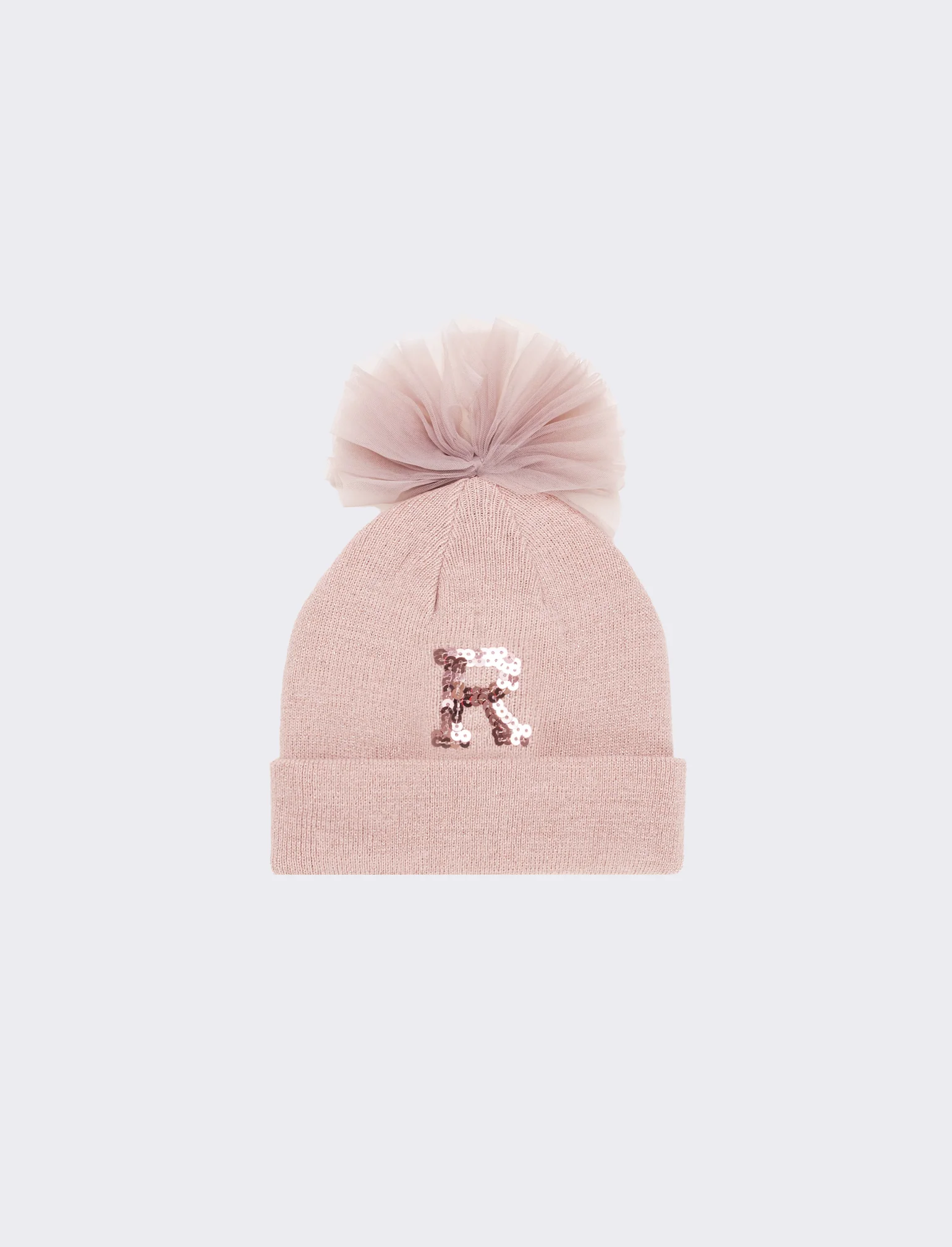 Cappello con fiocco in tulle e lettera paillettes - Var 5