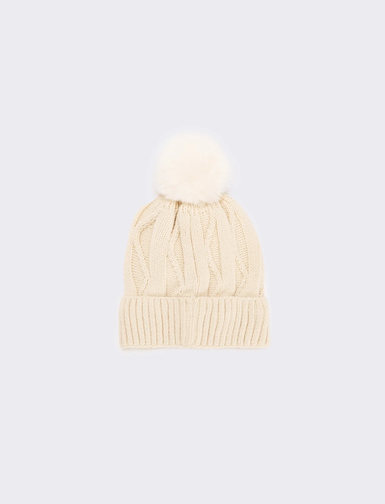 Cappello con pon pon e borchie - Bianco sporco