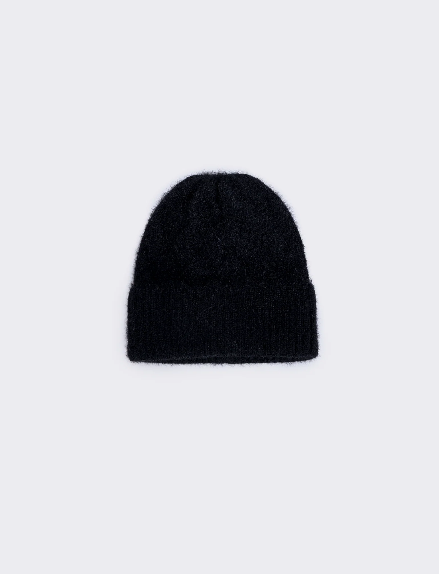Cappello con risvolto a coste - Nero