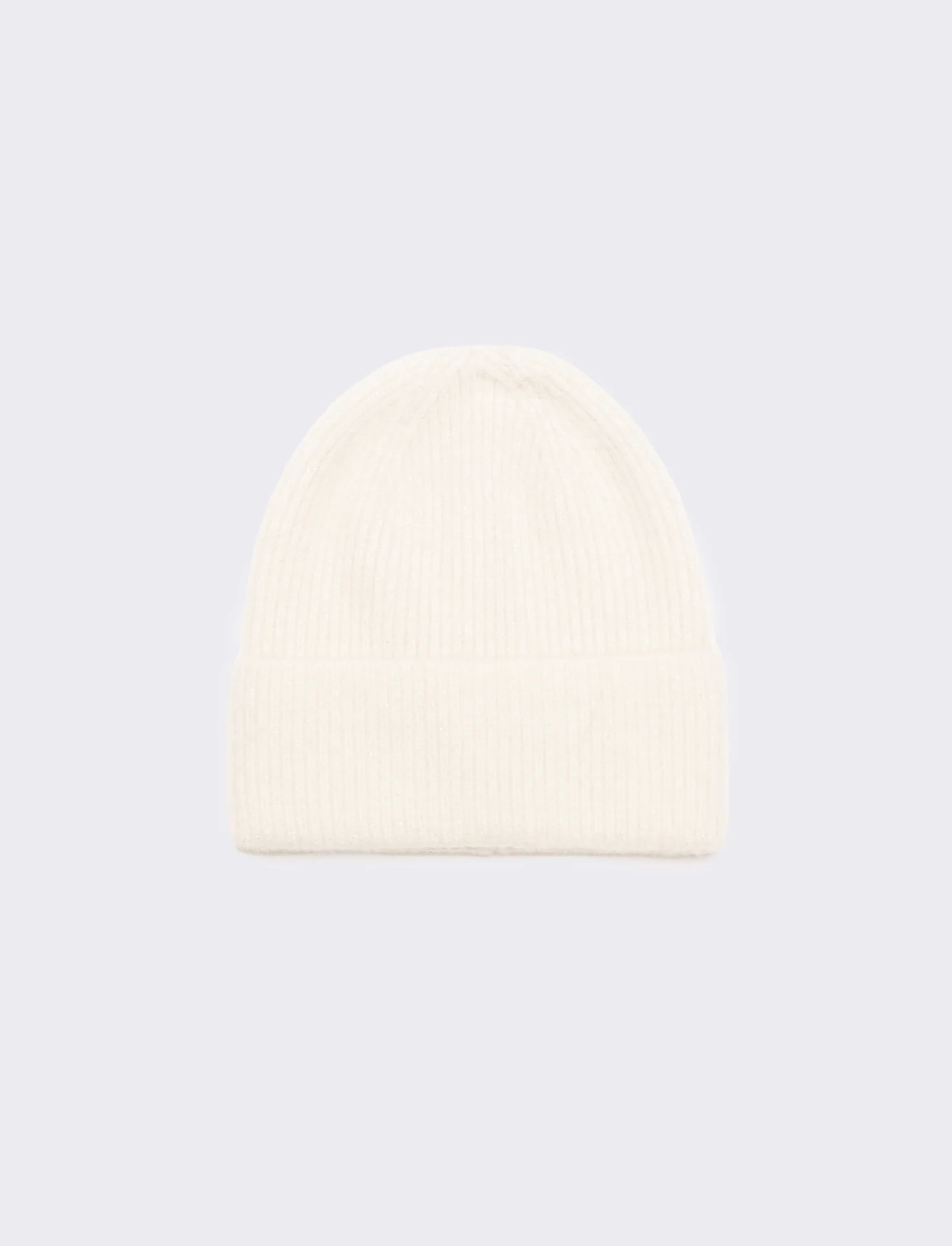 Cappello con risvolto lurex - Bianco sporco