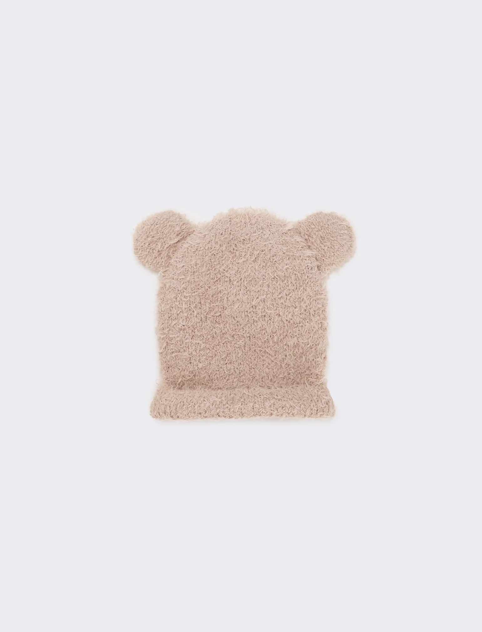 Cappello con risvolto orecchie e orsetto - Beige