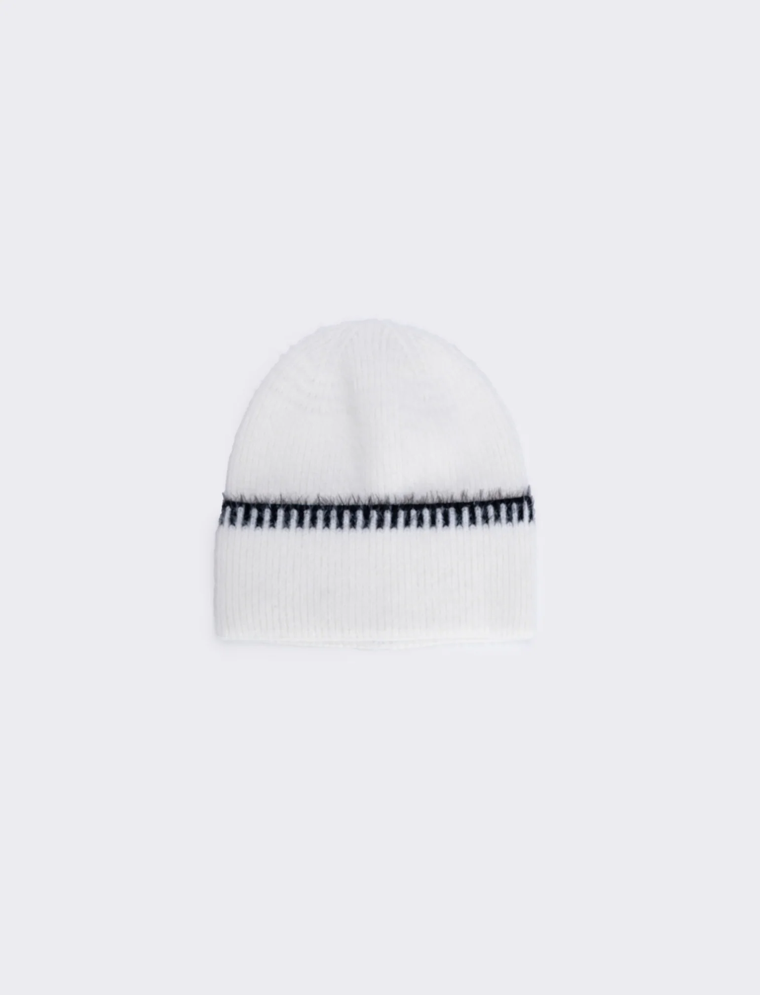 Cappello con risvolto ricamato - Bianco