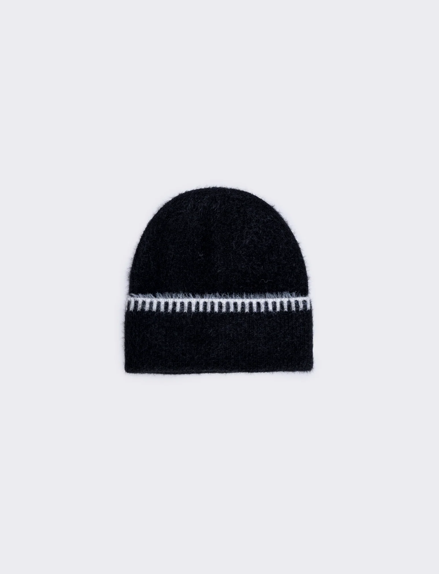 Cappello con risvolto ricamato - Nero