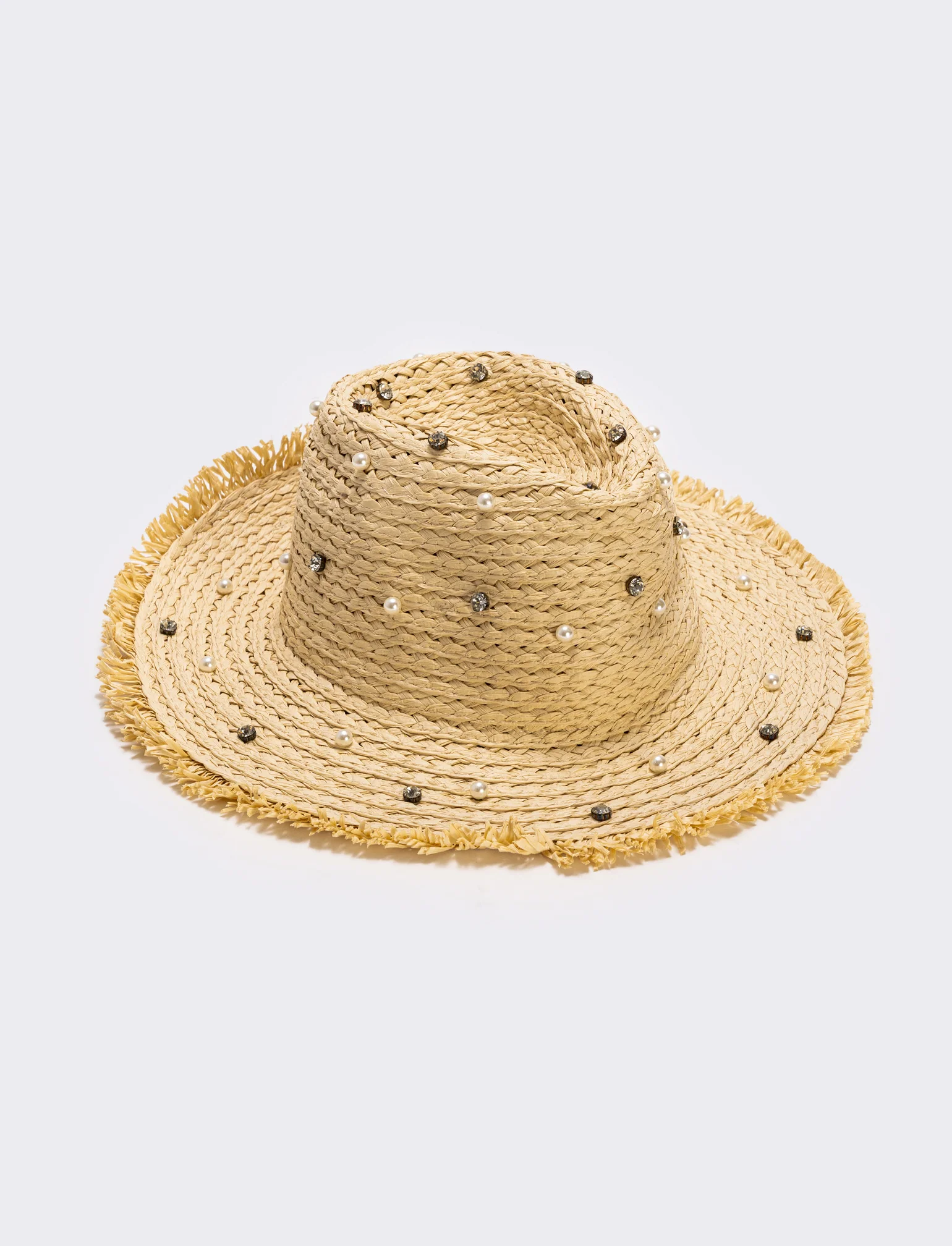 Cappello cowboy con perle e strass - Bianco natural - Image 2