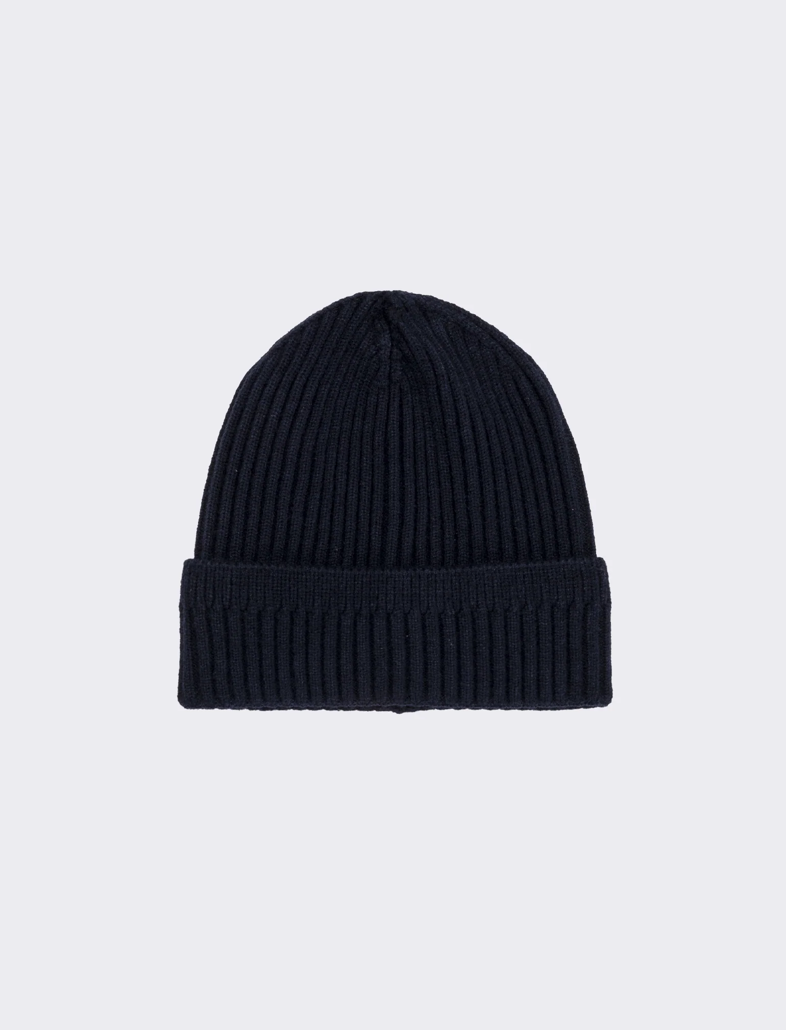 Cappello cuffia con risvolto a costine - Blu