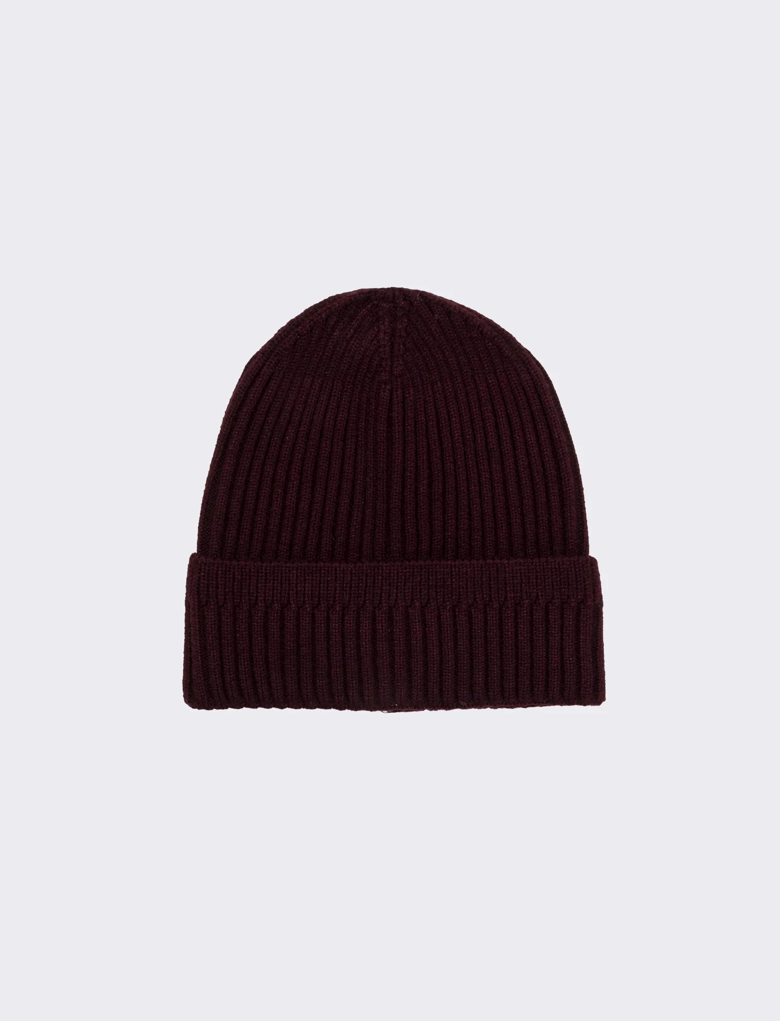 Cappello cuffia con risvolto a costine - Bordeaux