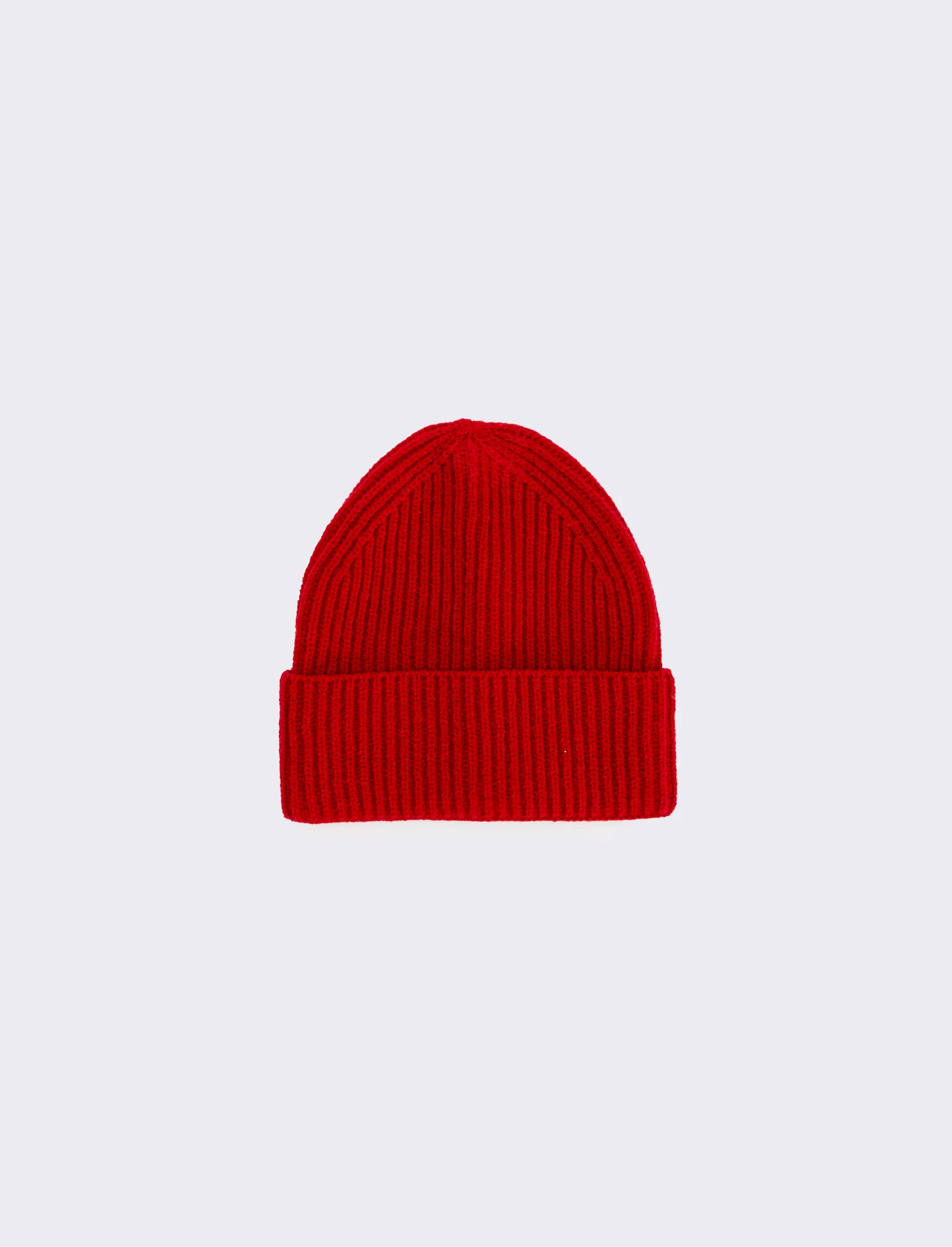 Cappello cuffia costine con risvolto - Rosso