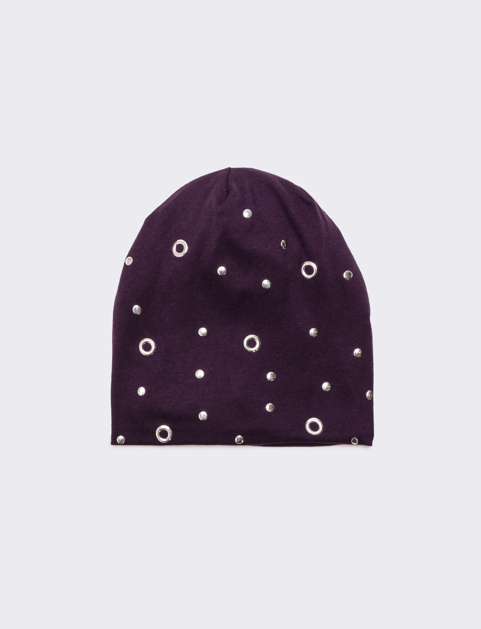 Cappello cuffia donna con rivetti - Viola