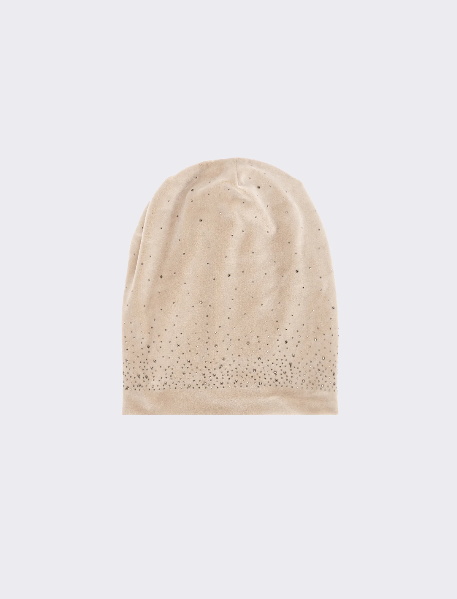 Cappello cuffia in velluto con strass - Grigio