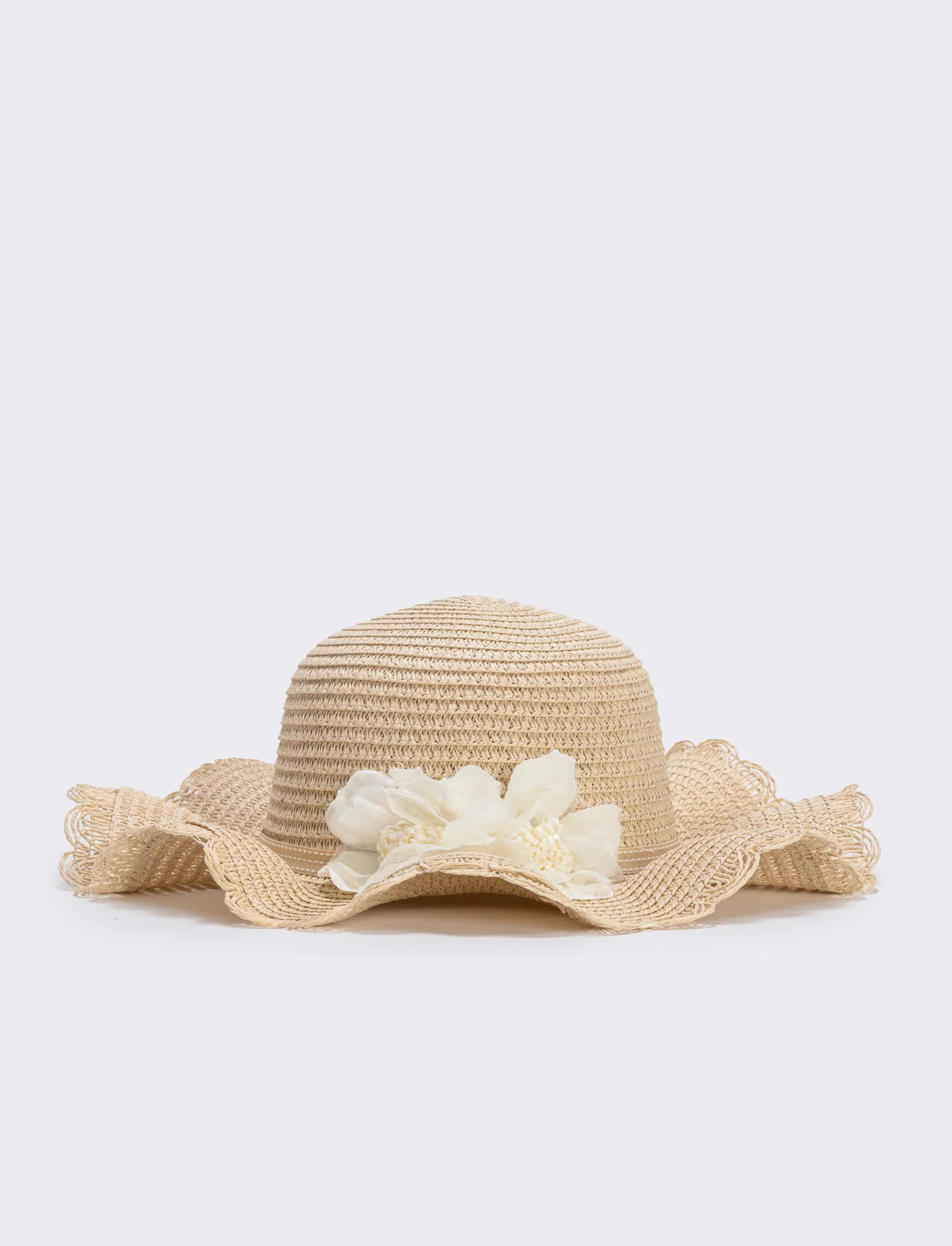 Cappello di paglia con fiori per bambina - Beige - Image 3