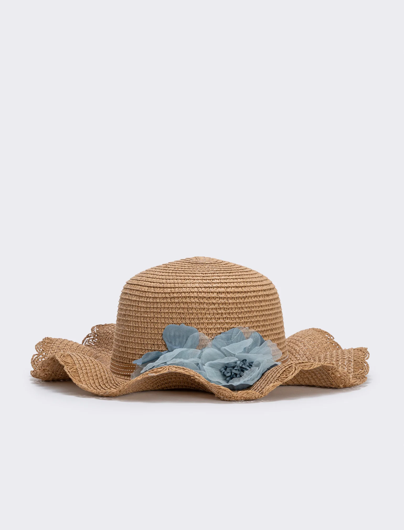 Cappello di paglia con fiori per bambina - Denim - Image 3