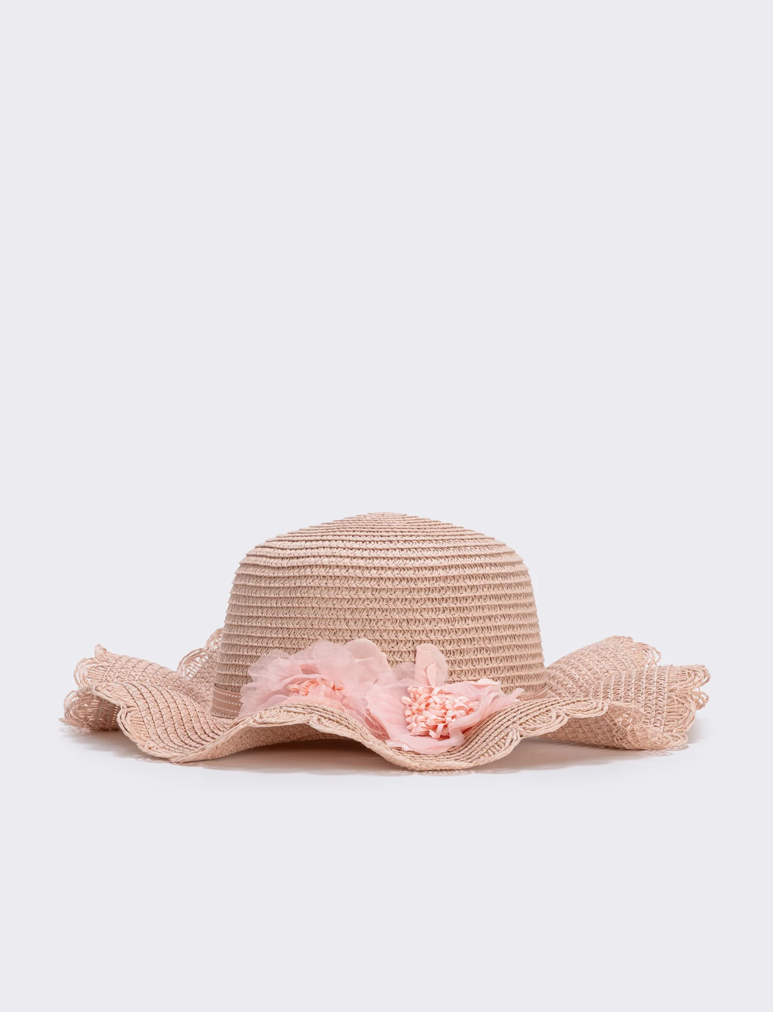 Cappello di paglia con fiori per bambina - Rosa