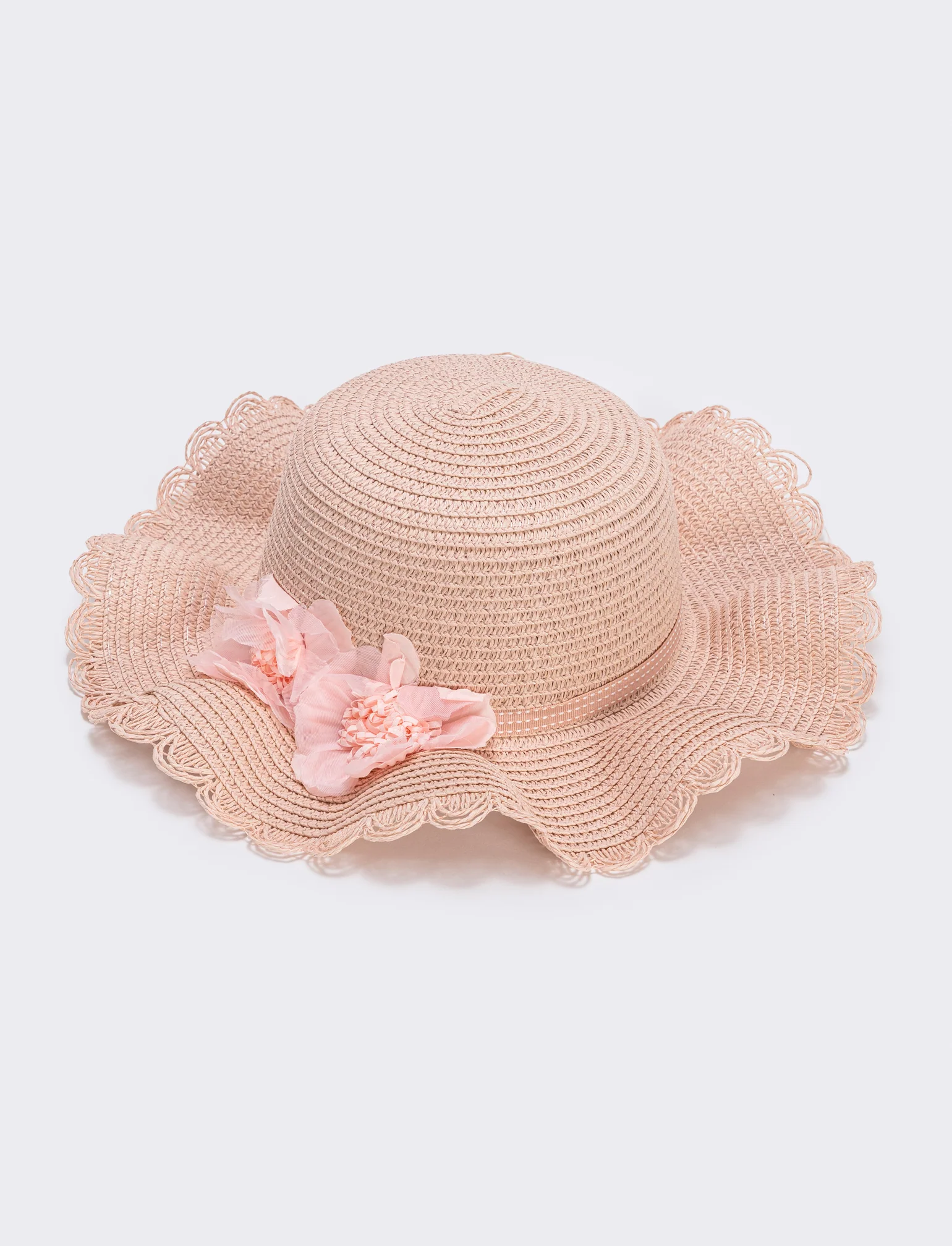 Cappello di paglia con fiori per bambina - Rosa - Image 2