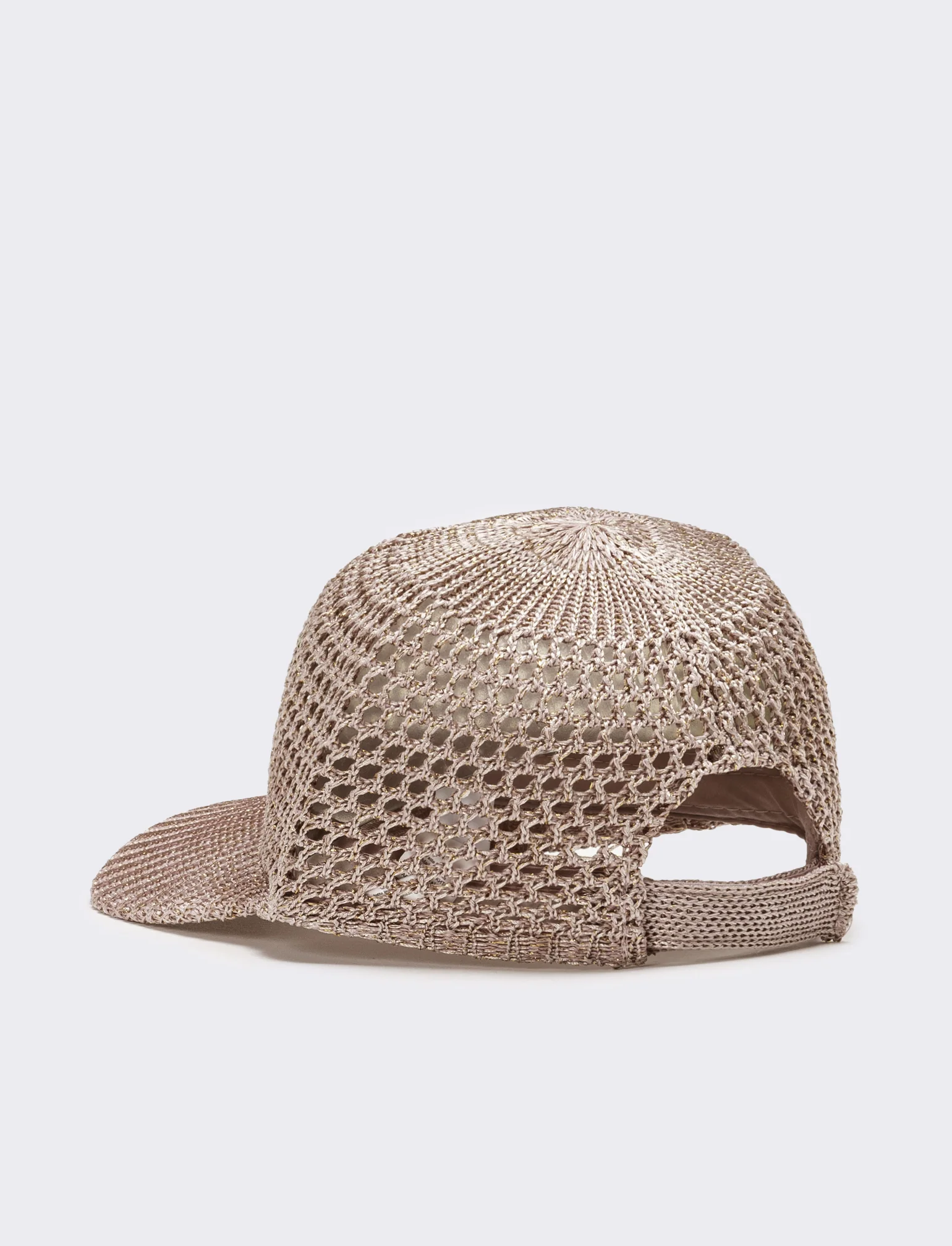 Cappello donna baseball effetto uncinetto con lurex - Beige - Image 2