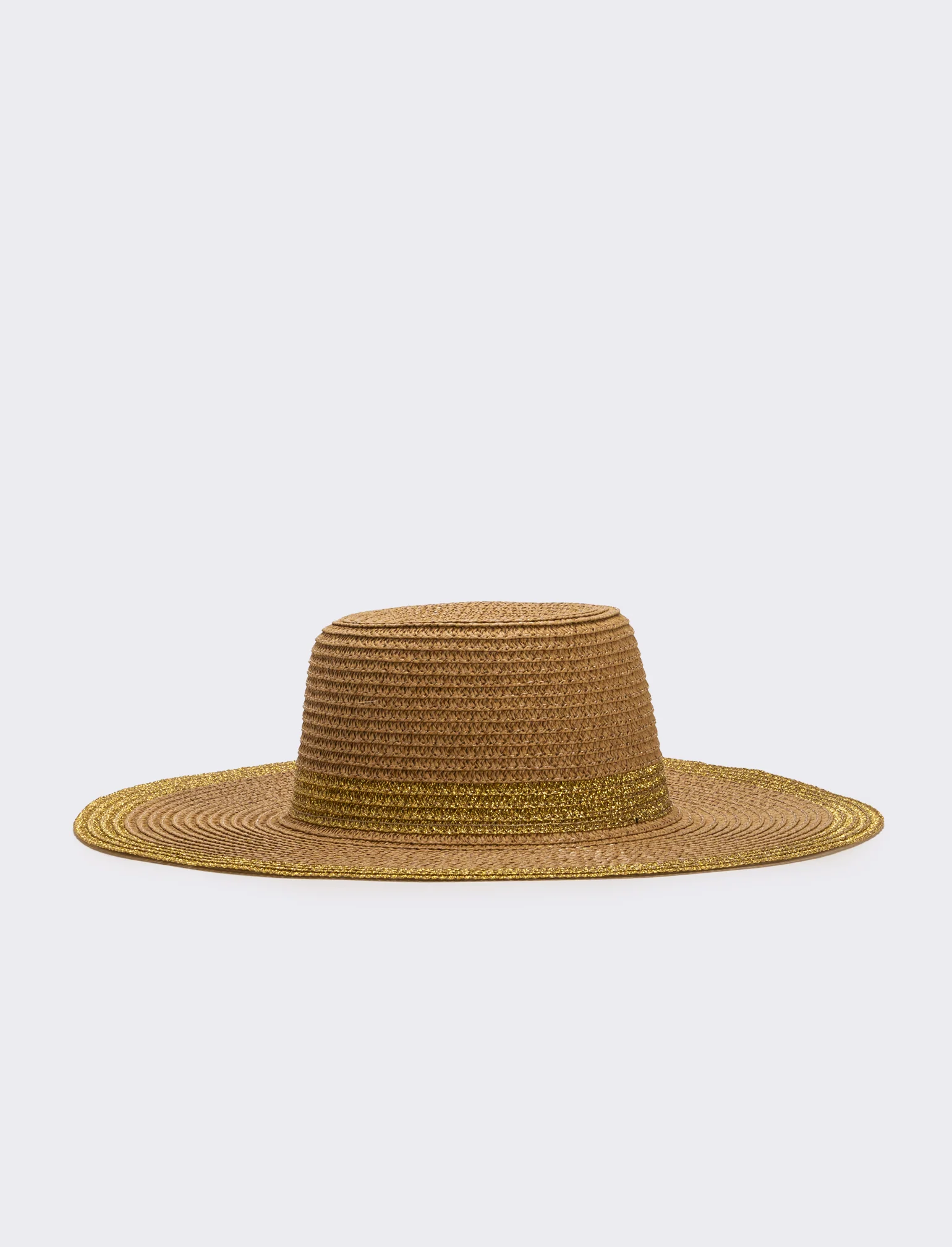 Cappello donna falda larga lurex - Marrone