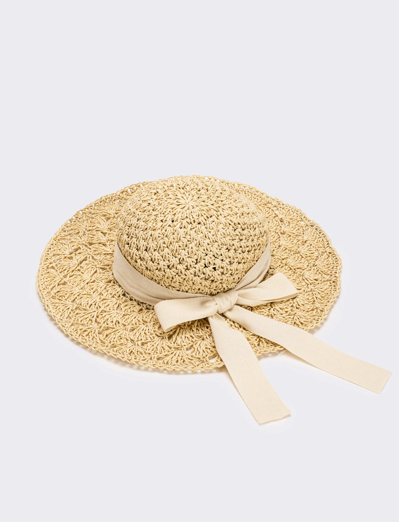 Cappello donna falda larga ventaglio - Beige - Image 3