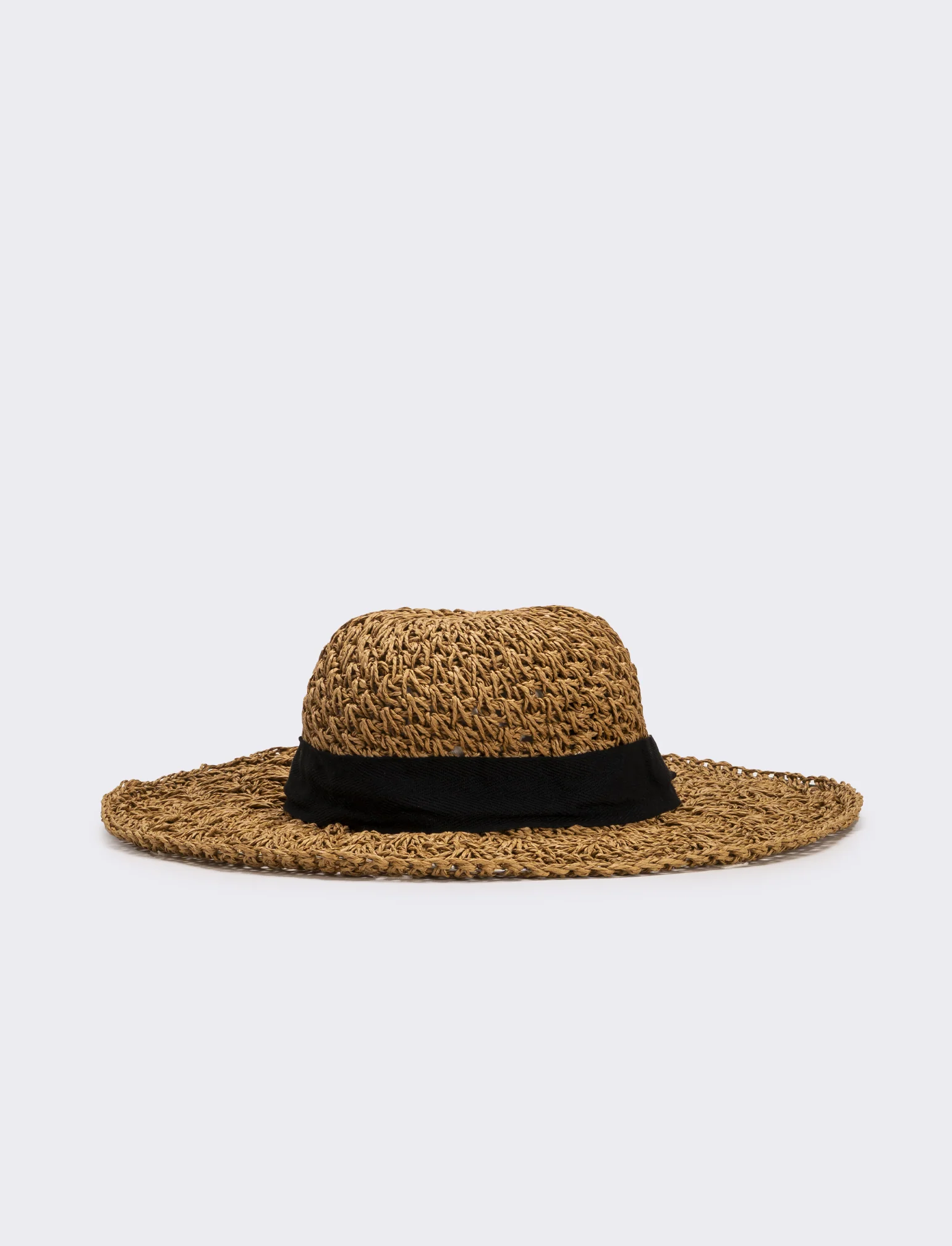 Cappello donna falda larga ventaglio - Marrone