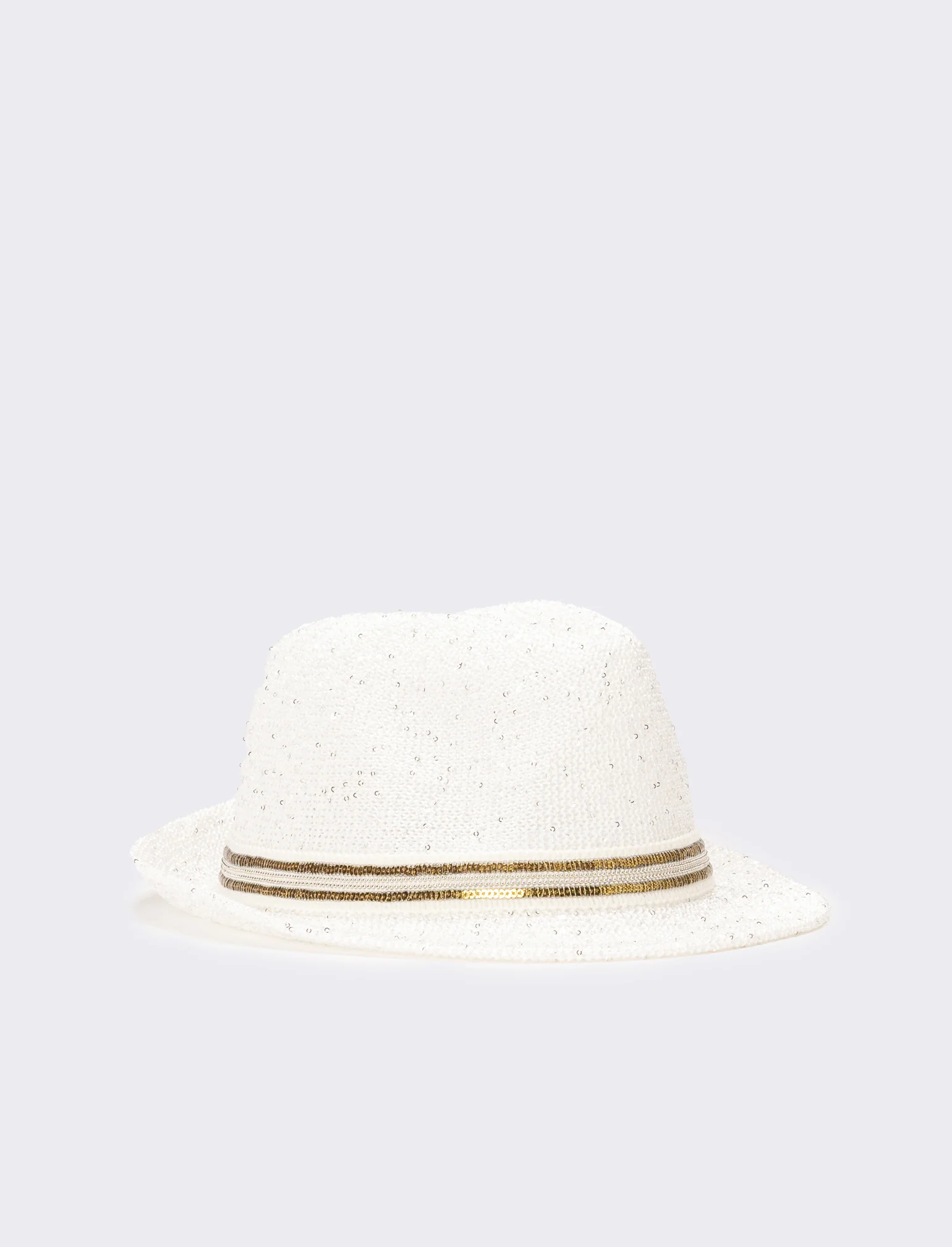 Cappello donna micropailletes con falda - Bianco