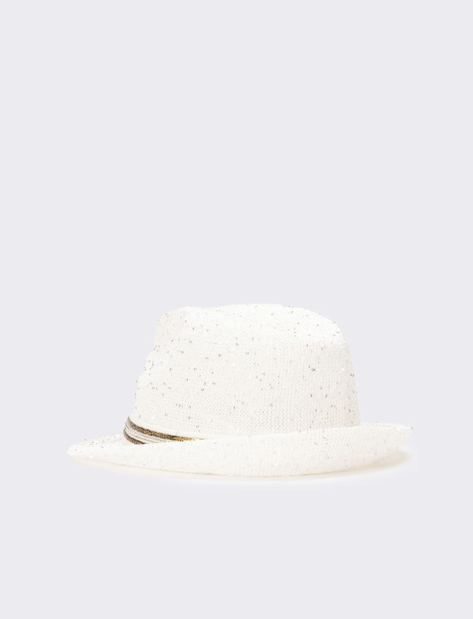 Cappello donna micropailletes con falda - Bianco - Image 2