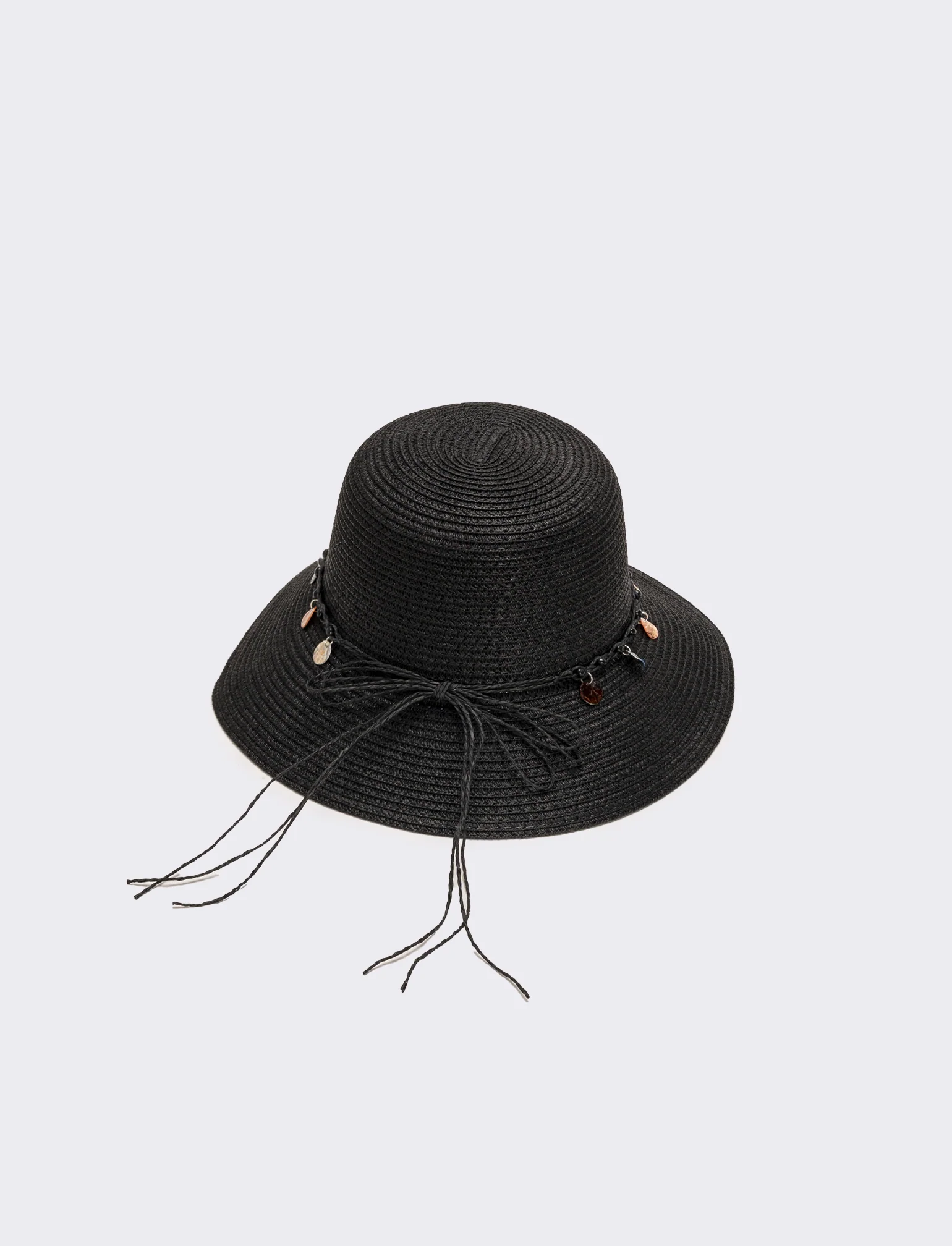 Cappello donna pescatore con medagline madreperla - Nero - Image 4