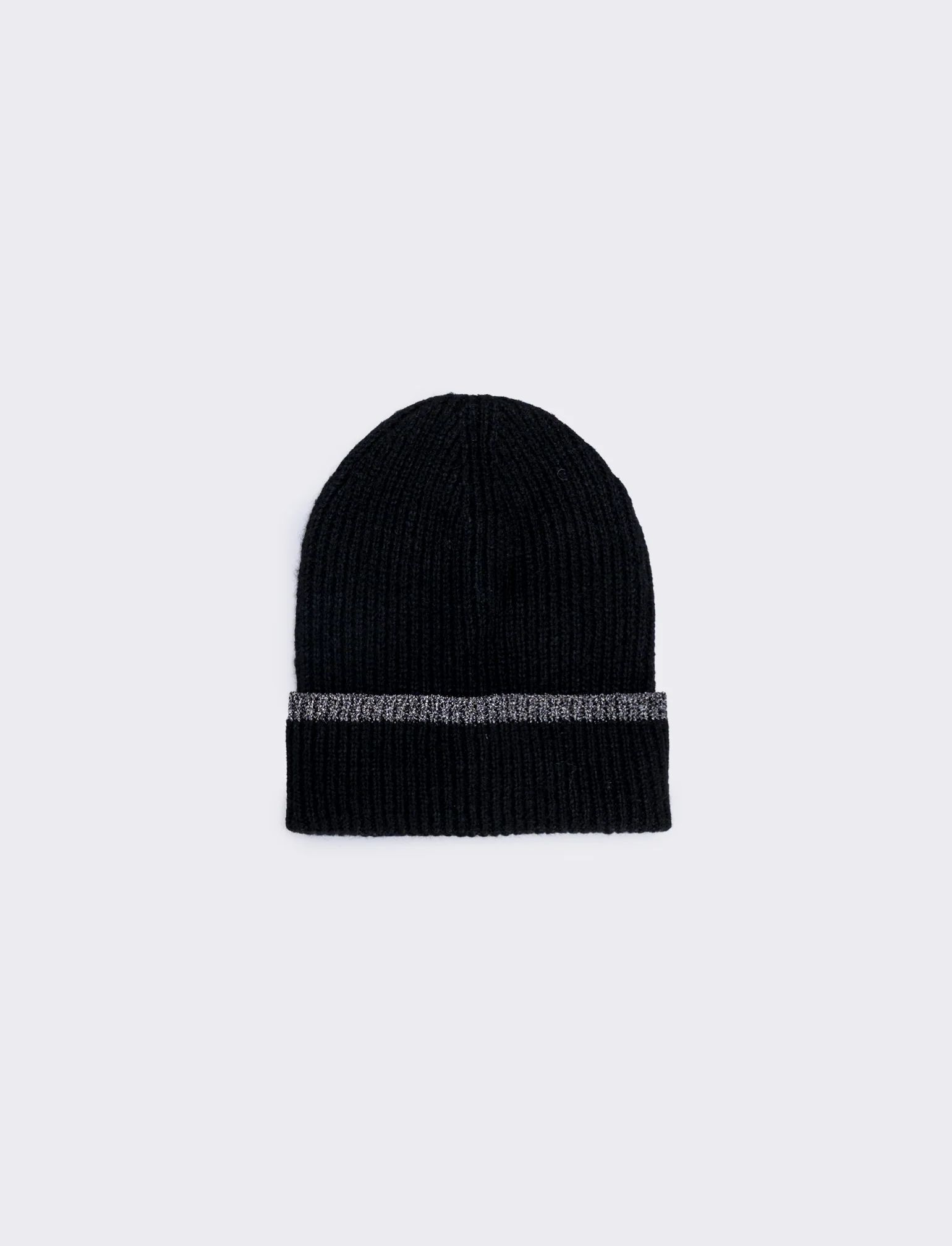 Cappello in maglia con bordino lurex - Nero
