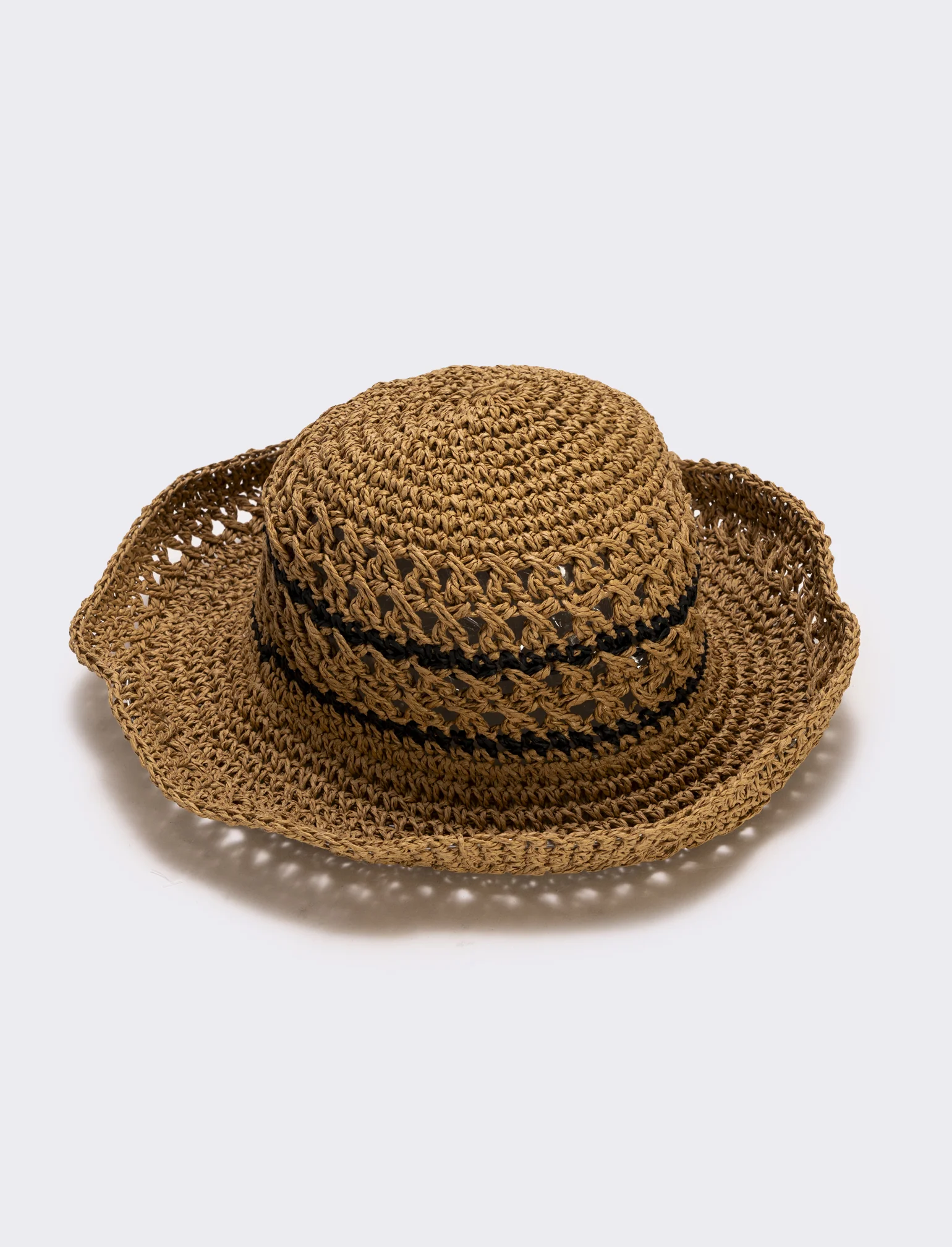 Cappello in paglia a doppio righino - Beige - Image 2