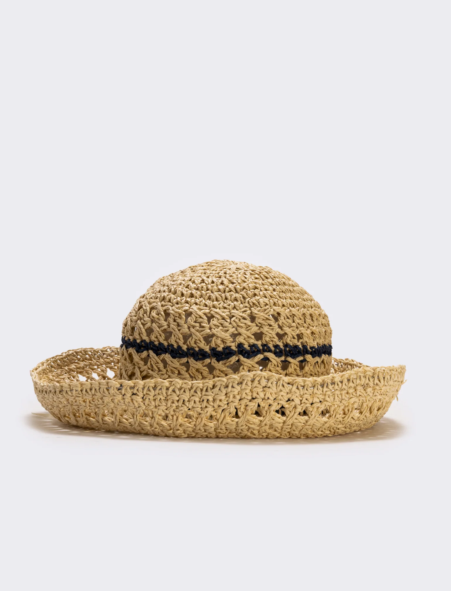 Cappello in paglia a doppio righino - Bianco natural